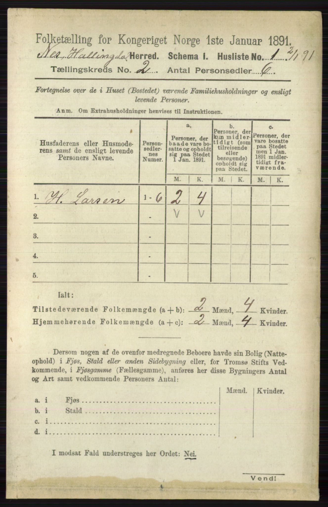 RA, Folketelling 1891 for 0616 Nes herred, 1891, s. 908