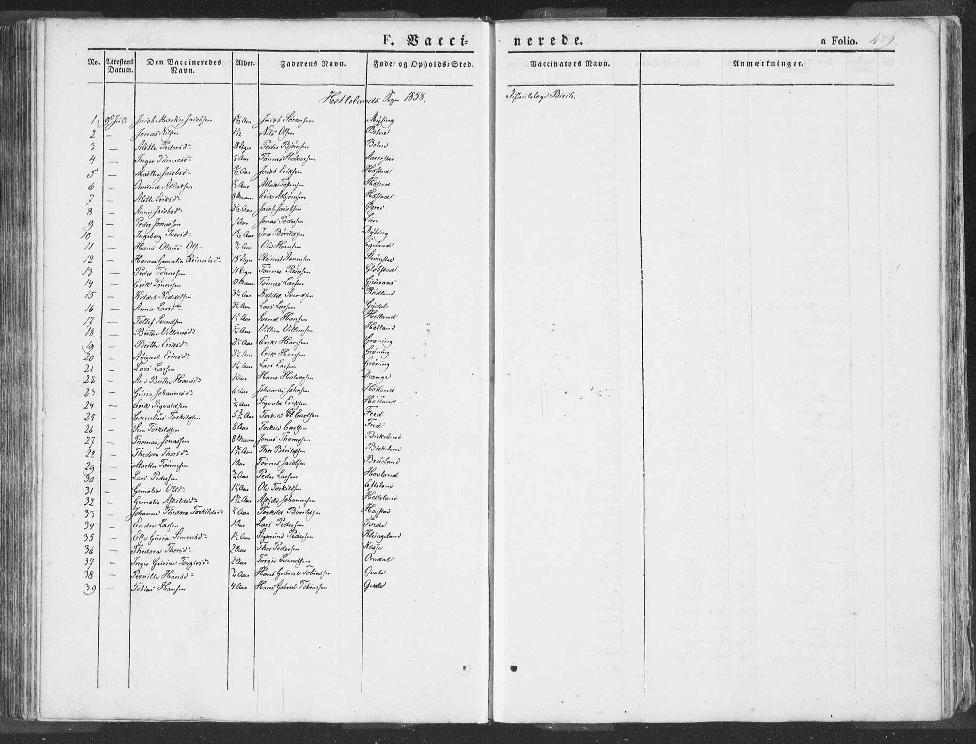 Helleland sokneprestkontor, SAST/A-101810: Ministerialbok nr. A 6.2, 1834-1863, s. 479