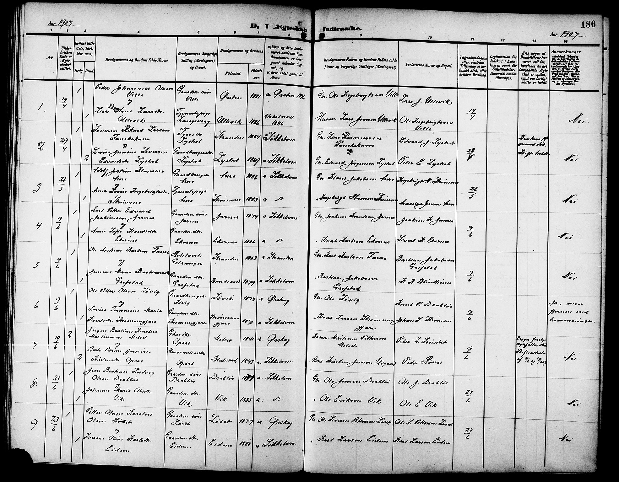 Ministerialprotokoller, klokkerbøker og fødselsregistre - Møre og Romsdal, SAT/A-1454/523/L0341: Klokkerbok nr. 523C04, 1903-1916, s. 186