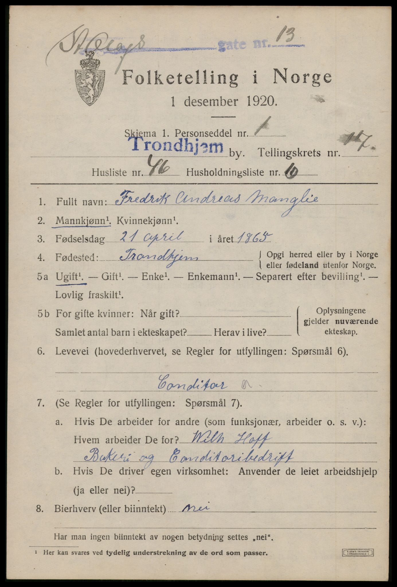 SAT, Folketelling 1920 for 1601 Trondheim kjøpstad, 1920, s. 56330