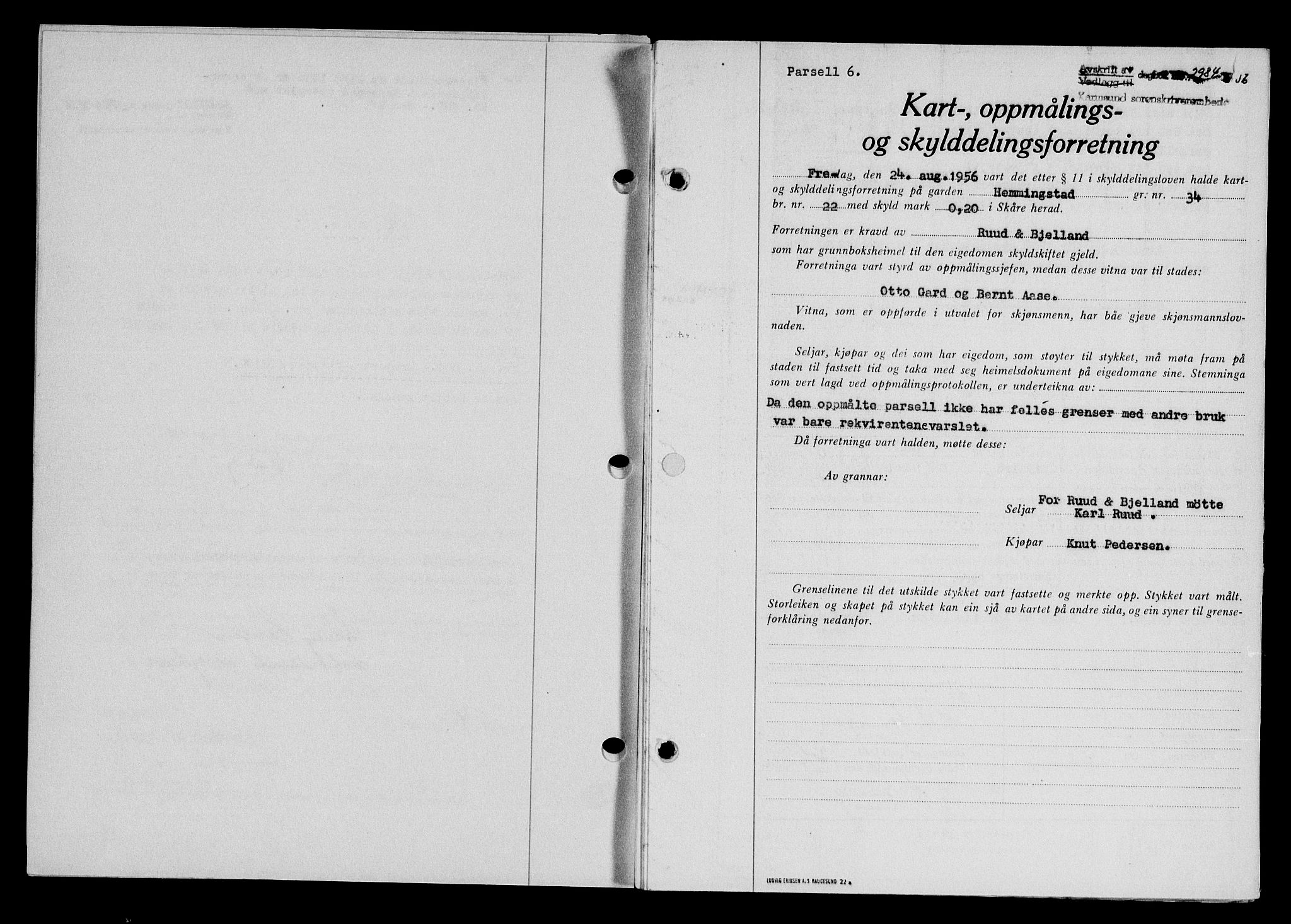Karmsund sorenskriveri, SAST/A-100311/01/II/IIB/L0121: Pantebok nr. 101A, 1956-1956, Dagboknr: 2984/1956
