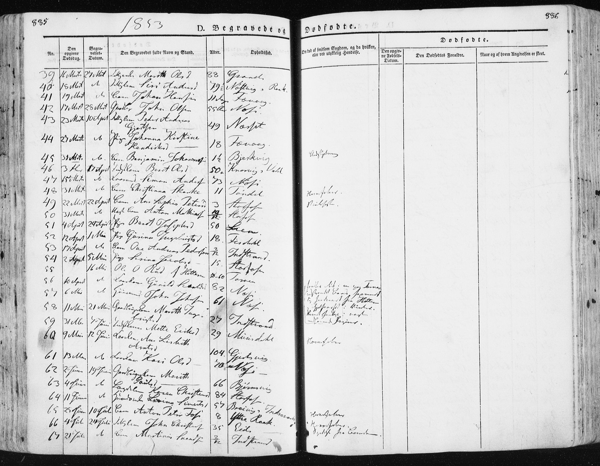 Ministerialprotokoller, klokkerbøker og fødselsregistre - Sør-Trøndelag, SAT/A-1456/659/L0736: Ministerialbok nr. 659A06, 1842-1856, s. 885-886