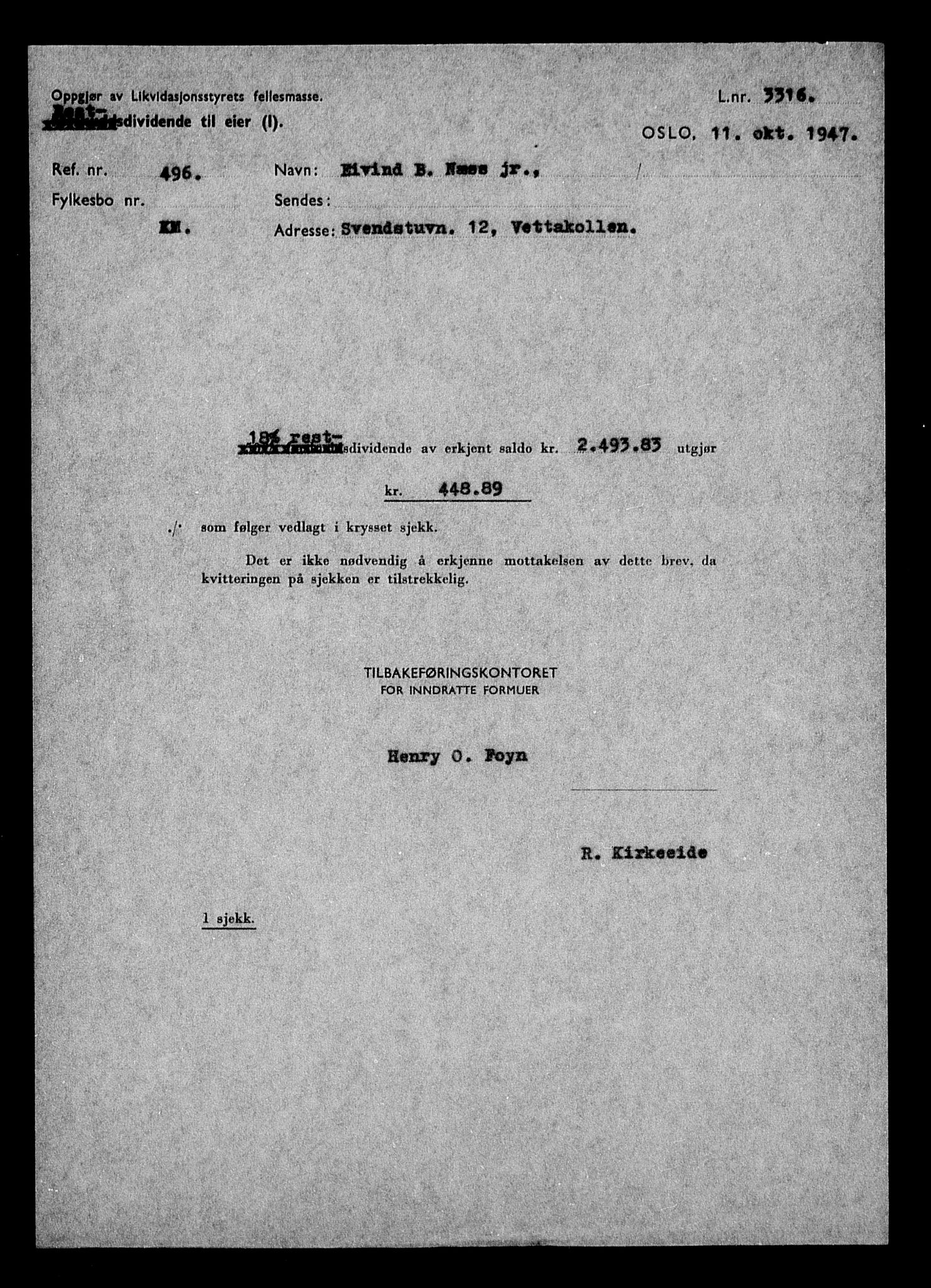 Justisdepartementet, Tilbakeføringskontoret for inndratte formuer, RA/S-1564/H/Hc/Hcc/L0967: --, 1945-1947, s. 489