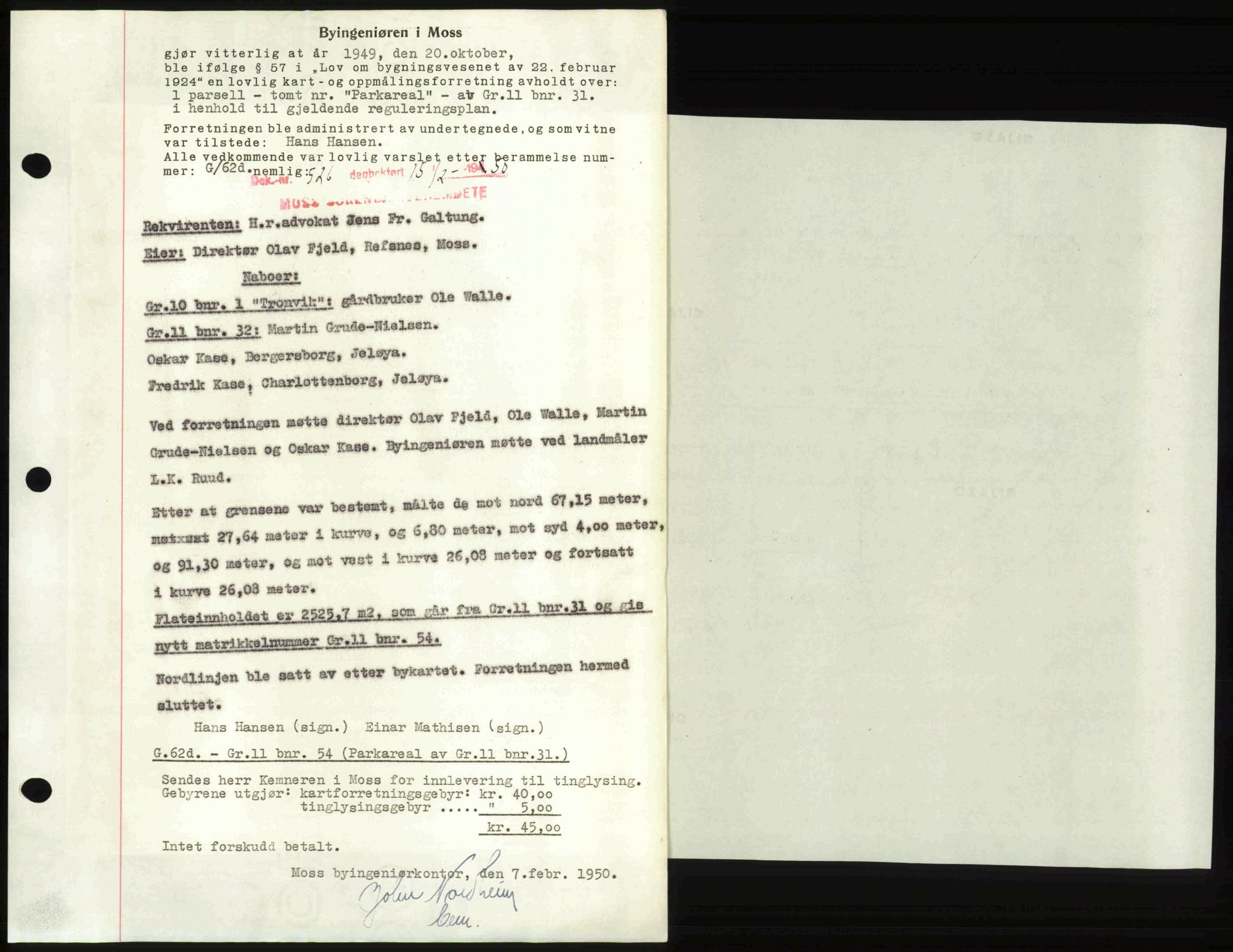 Moss sorenskriveri, SAO/A-10168: Pantebok nr. A25, 1950-1950, Dagboknr: 526/1950