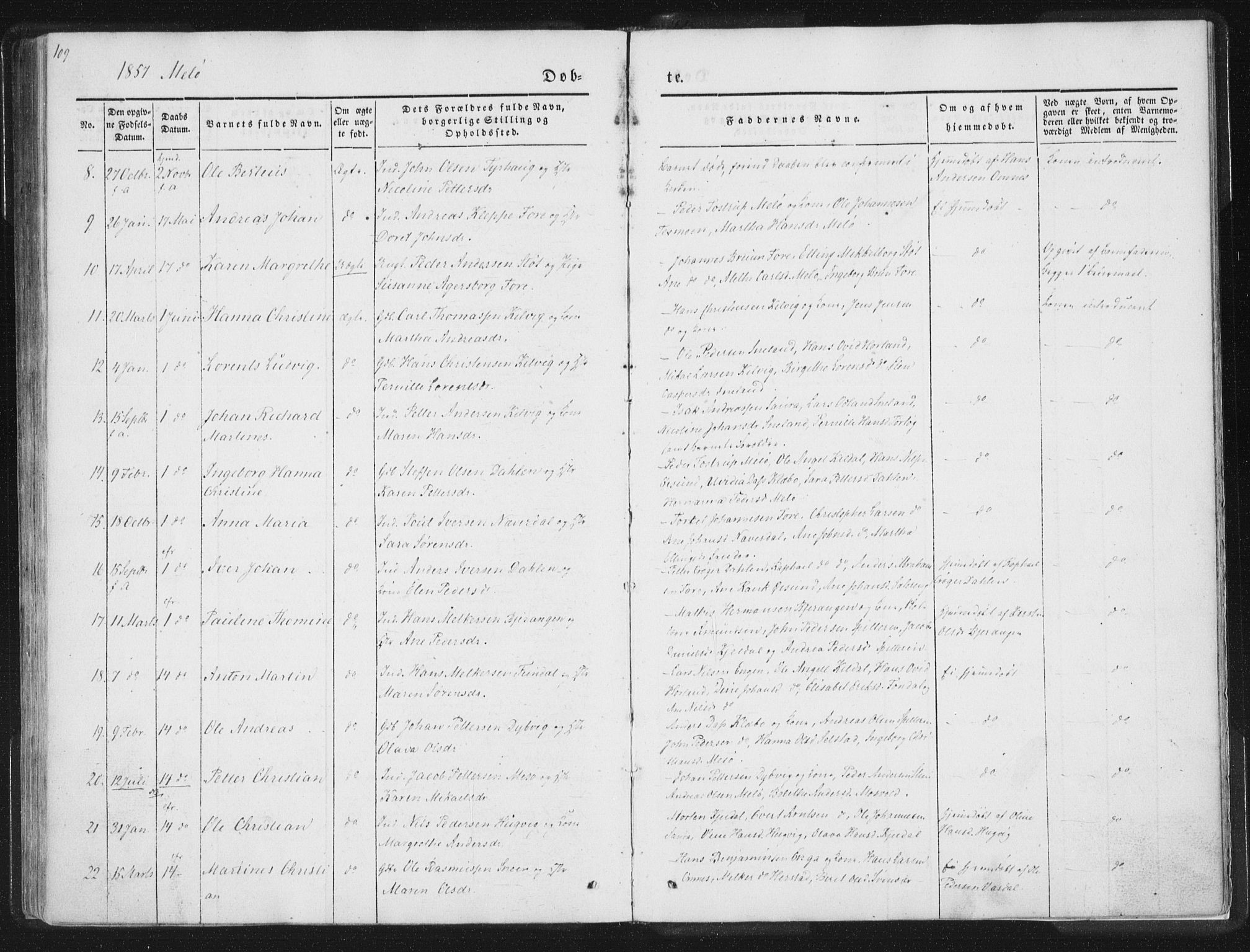 Ministerialprotokoller, klokkerbøker og fødselsregistre - Nordland, AV/SAT-A-1459/841/L0602: Ministerialbok nr. 841A08 /2, 1845-1859, s. 109