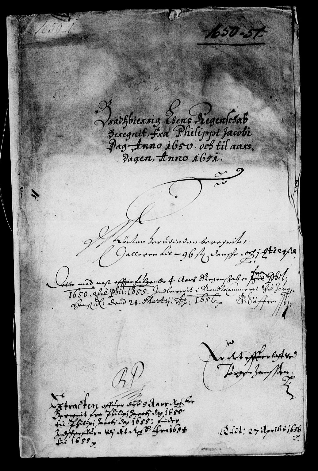 Rentekammeret inntil 1814, Reviderte regnskaper, Lensregnskaper, RA/EA-5023/R/Rb/Rbp/L0036: Bratsberg len, 1649-1651