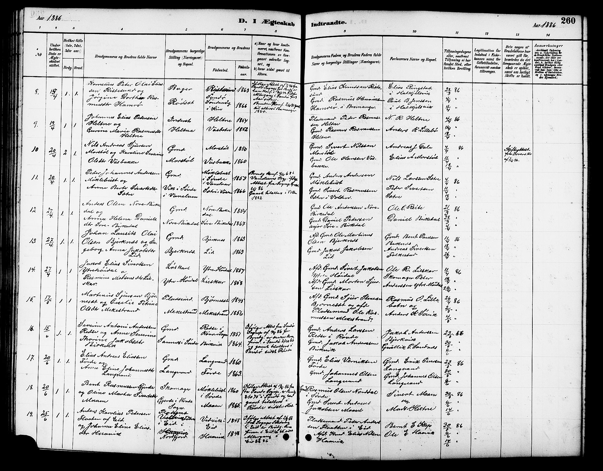 Ministerialprotokoller, klokkerbøker og fødselsregistre - Møre og Romsdal, AV/SAT-A-1454/511/L0158: Klokkerbok nr. 511C04, 1884-1903, s. 260