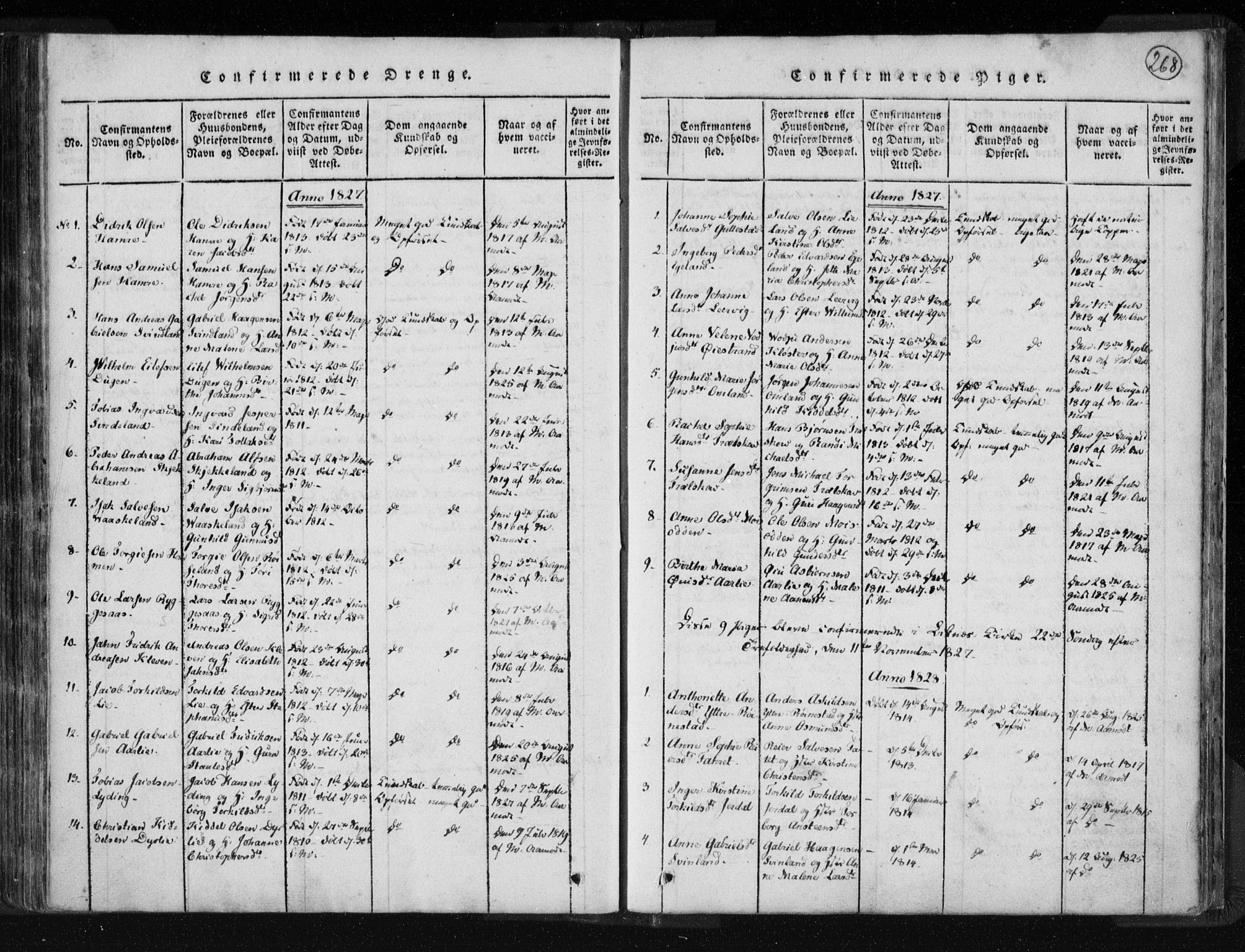 Kvinesdal sokneprestkontor, SAK/1111-0026/F/Fa/Fab/L0003: Ministerialbok nr. A 3, 1815-1829, s. 268