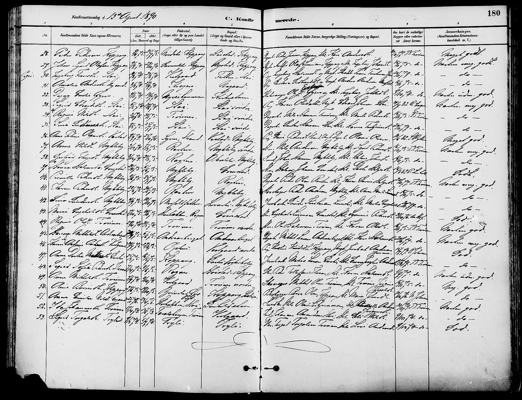 Stor-Elvdal prestekontor, AV/SAH-PREST-052/H/Ha/Haa/L0002: Ministerialbok nr. 2, 1882-1907, s. 180