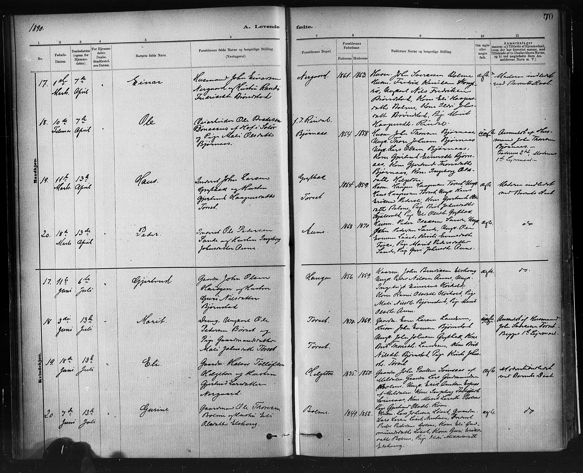 Ministerialprotokoller, klokkerbøker og fødselsregistre - Møre og Romsdal, AV/SAT-A-1454/598/L1069: Ministerialbok nr. 598A03, 1882-1895, s. 70