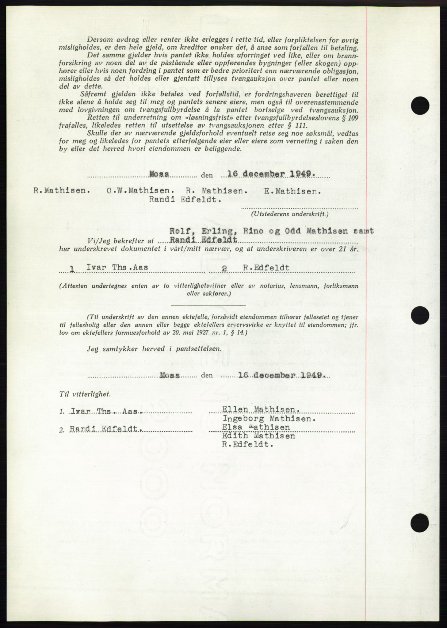 Moss sorenskriveri, SAO/A-10168: Pantebok nr. B23, 1949-1950, Dagboknr: 3985/1949