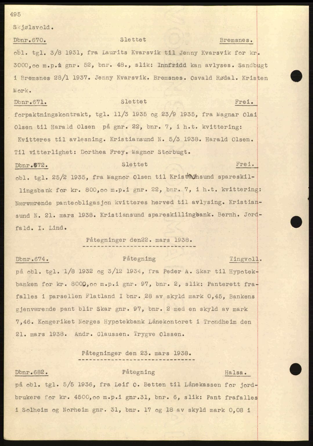 Nordmøre sorenskriveri, SAT/A-4132/1/2/2Ca: Pantebok nr. C80, 1936-1939, Dagboknr: 670/1938