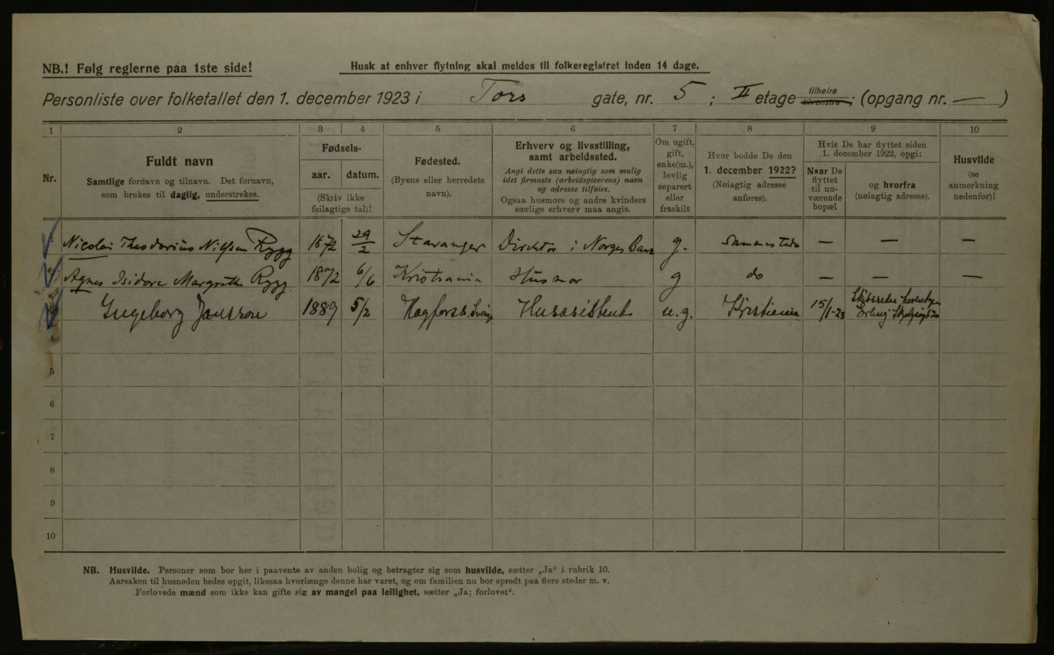 OBA, Kommunal folketelling 1.12.1923 for Kristiania, 1923, s. 126163