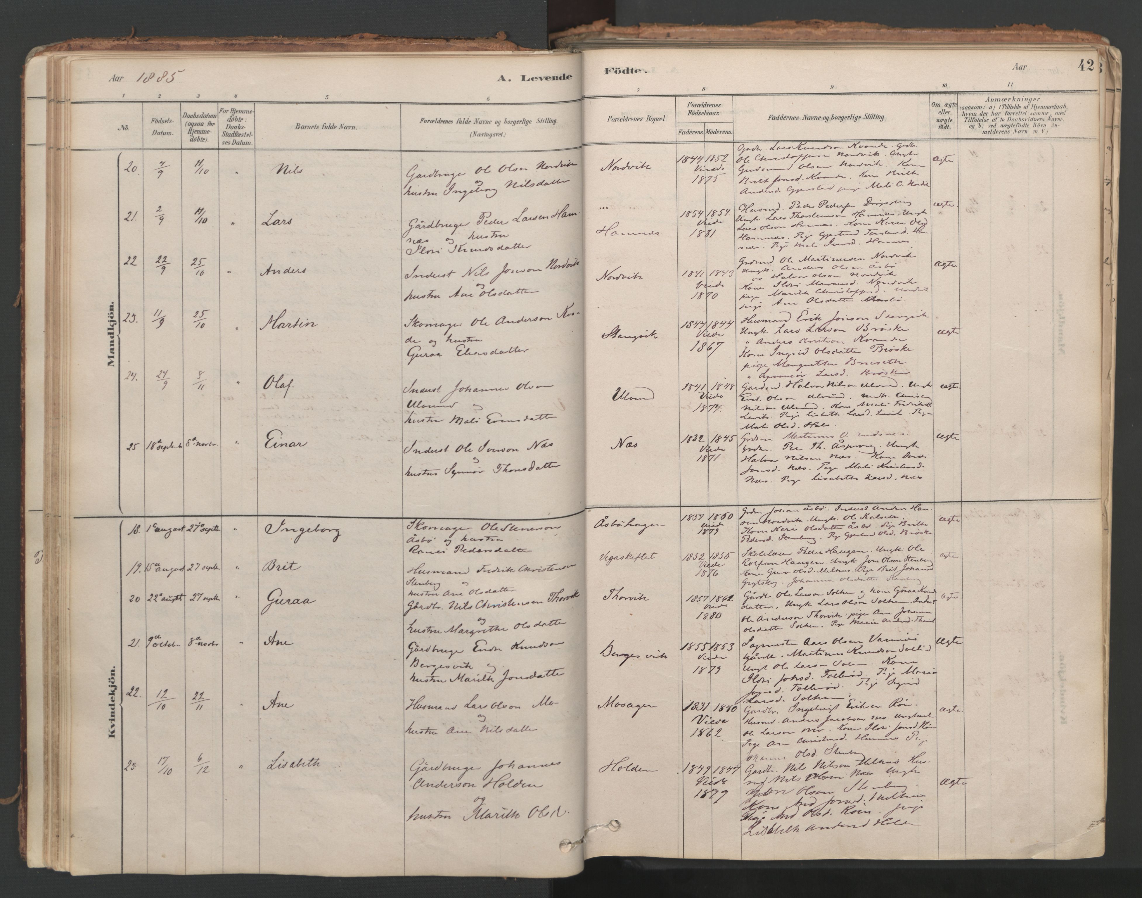 Ministerialprotokoller, klokkerbøker og fødselsregistre - Møre og Romsdal, AV/SAT-A-1454/592/L1029: Ministerialbok nr. 592A07, 1879-1902, s. 42