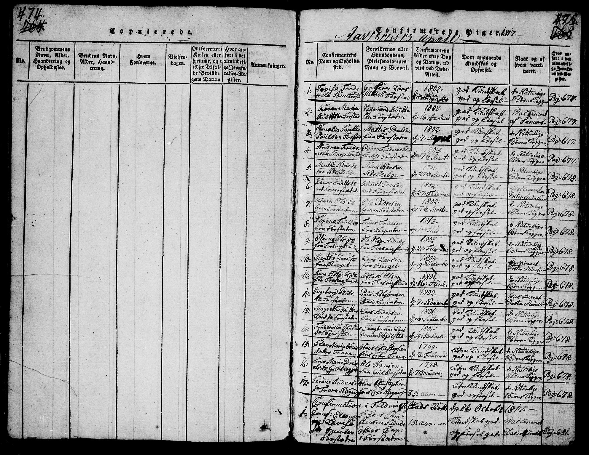 Glemmen prestekontor Kirkebøker, AV/SAO-A-10908/G/Ga/L0001: Klokkerbok nr. 1, 1816-1838, s. 474-475