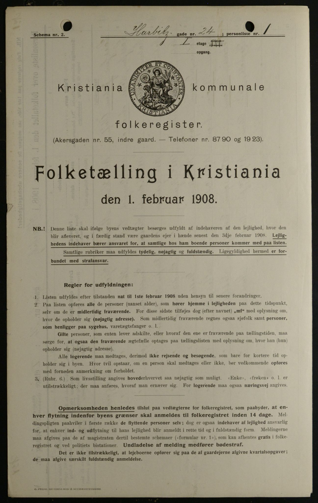 OBA, Kommunal folketelling 1.2.1908 for Kristiania kjøpstad, 1908, s. 72802