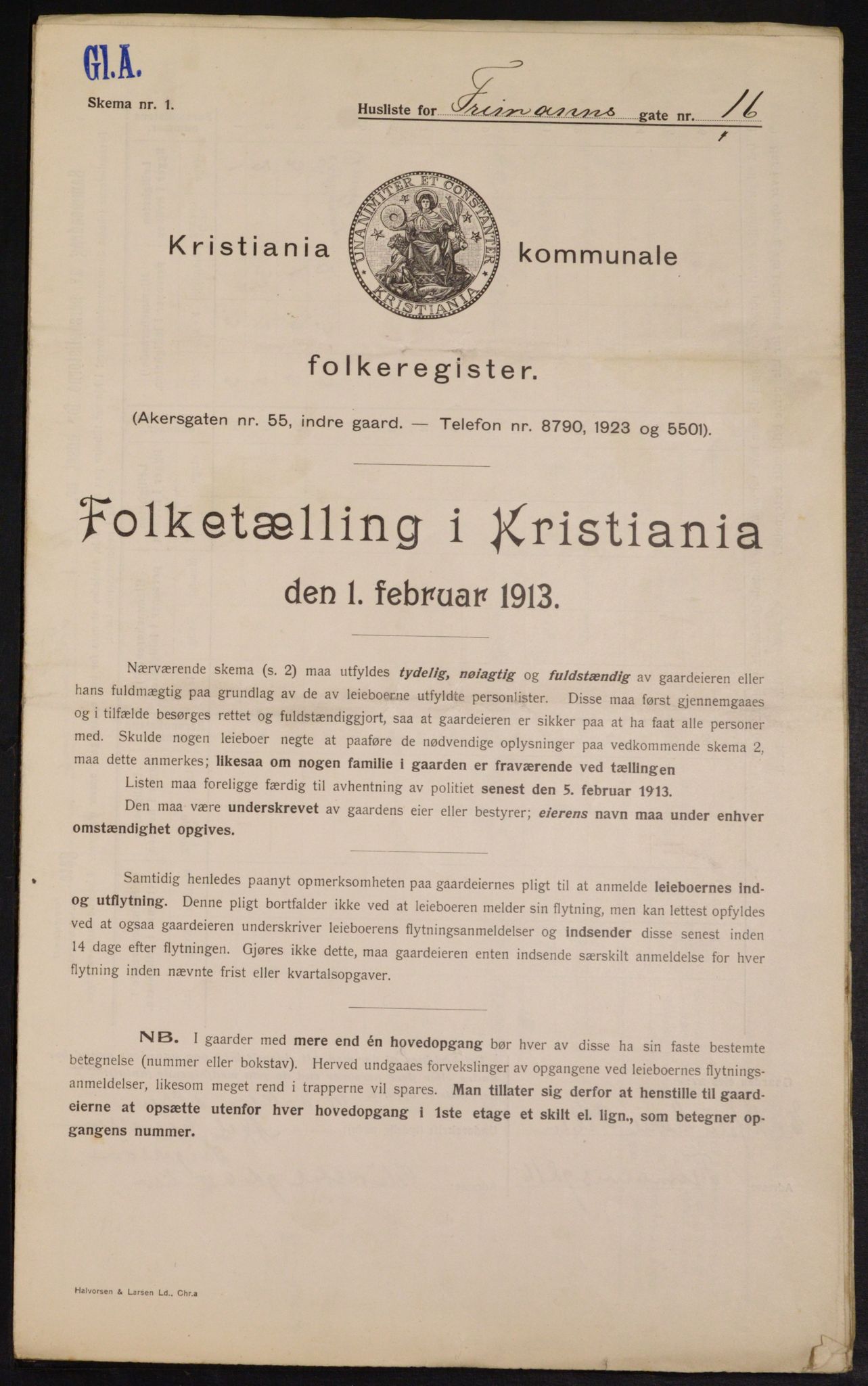 OBA, Kommunal folketelling 1.2.1913 for Kristiania, 1913, s. 27087