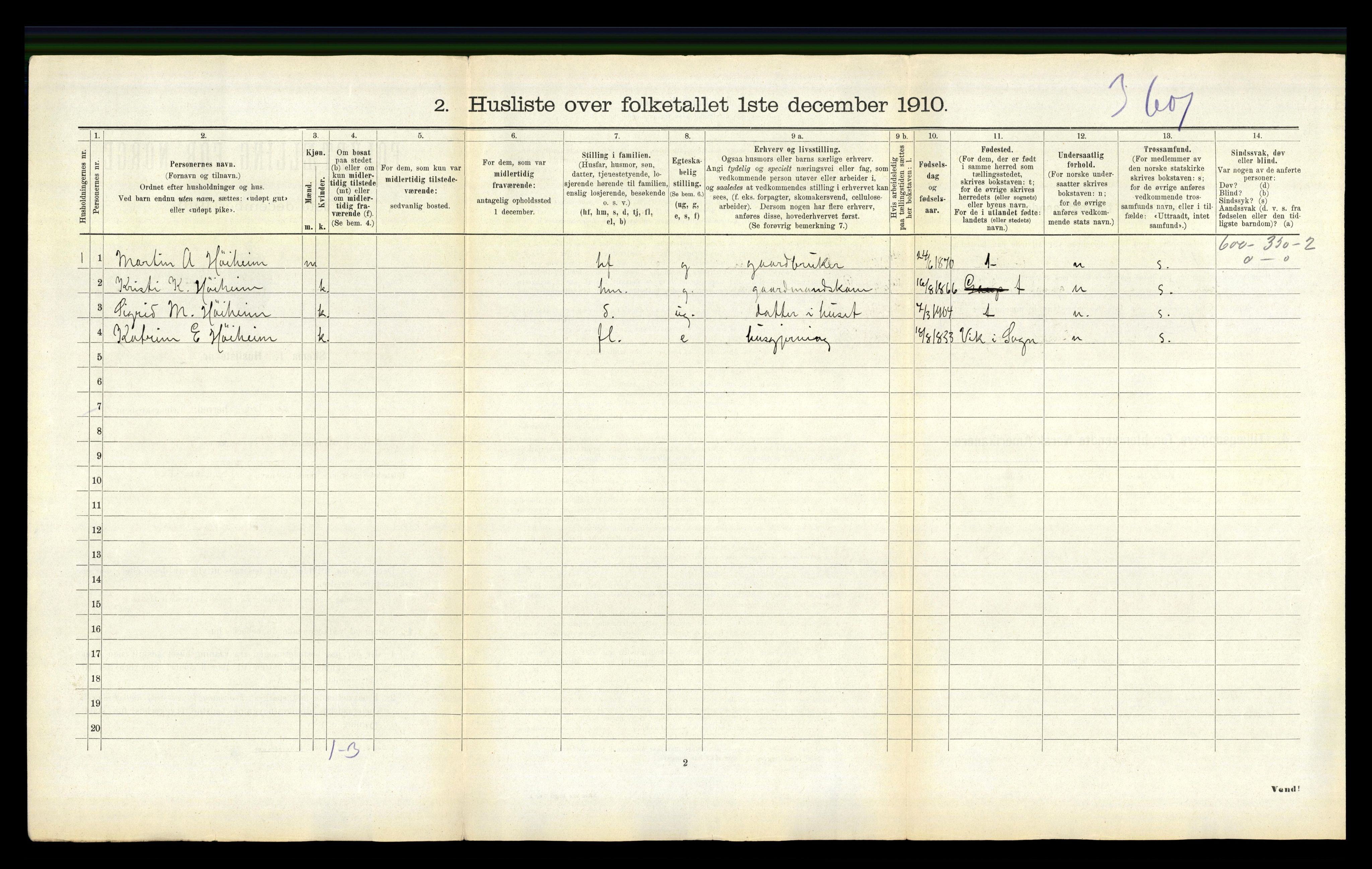 RA, Folketelling 1910 for 1426 Luster herred, 1910, s. 964