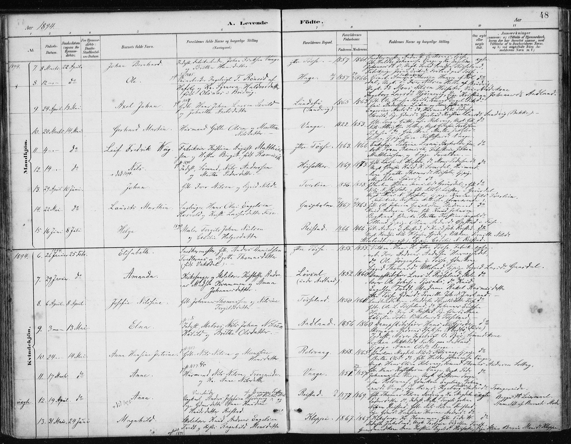 Samnanger Sokneprestembete, AV/SAB-A-77501/H/Haa: Ministerialbok nr. A 1, 1885-1901, s. 48