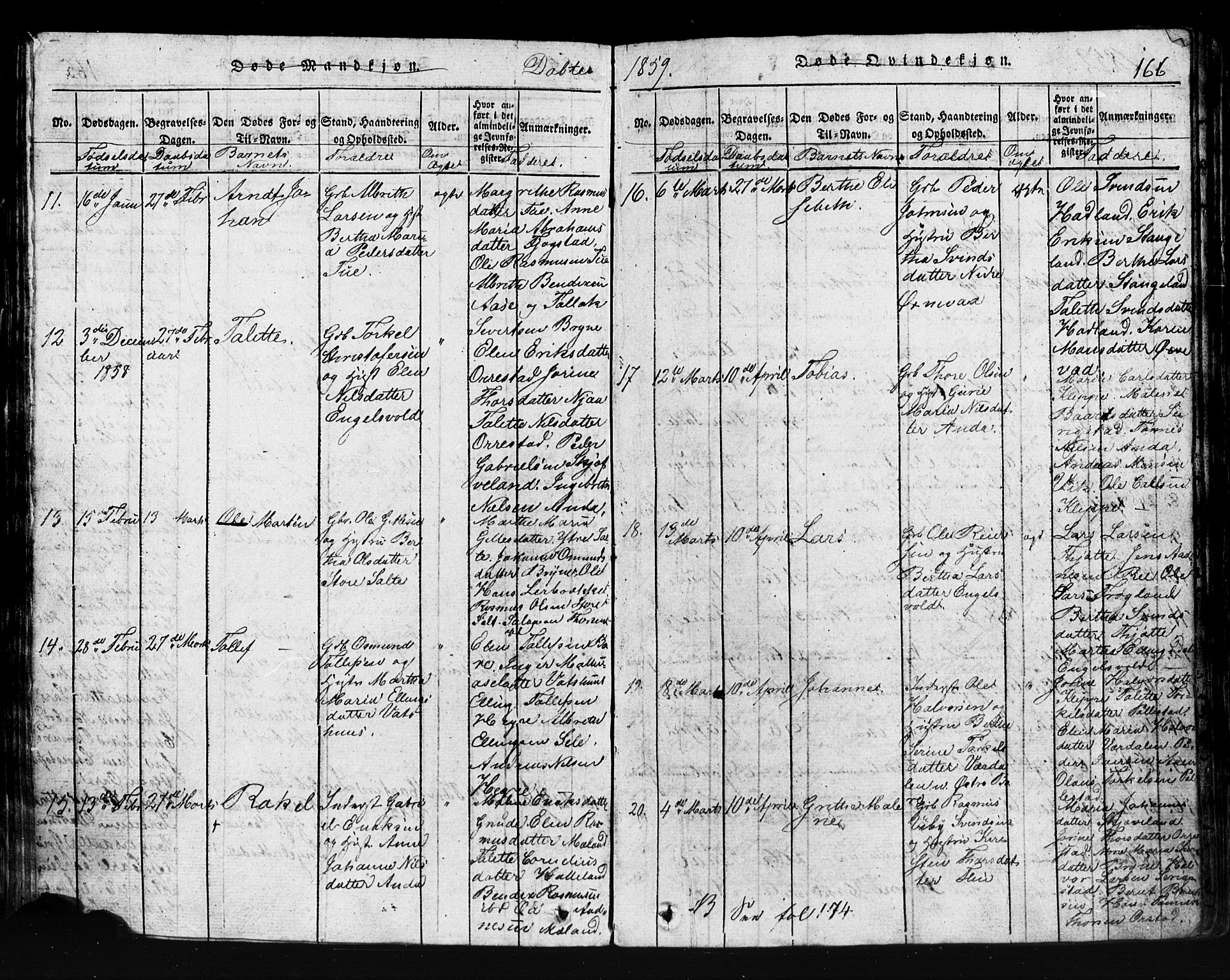 Klepp sokneprestkontor, AV/SAST-A-101803/001/3/30BB/L0001: Klokkerbok nr.  B 1, 1816-1859, s. 166