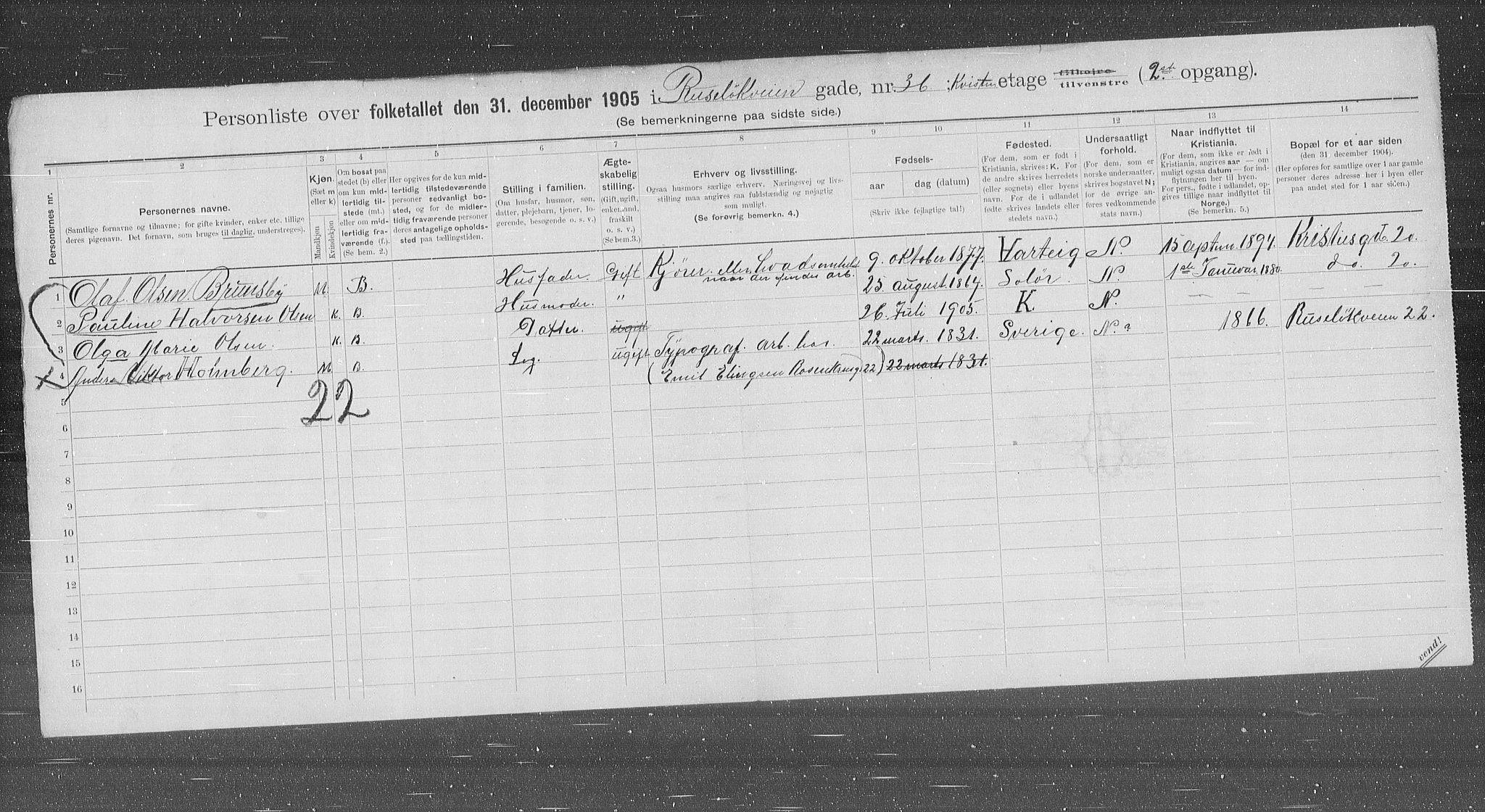 OBA, Kommunal folketelling 31.12.1905 for Kristiania kjøpstad, 1905, s. 44823