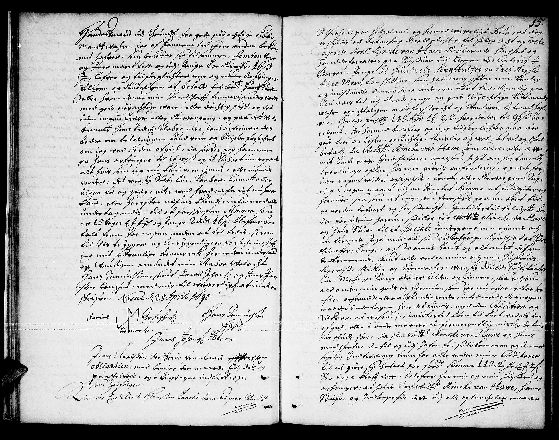 Helgeland sorenskriveri, SAT/A-0004/1/1A/L0001: Tingbok 1, 1690-1693, s. 14b-15a