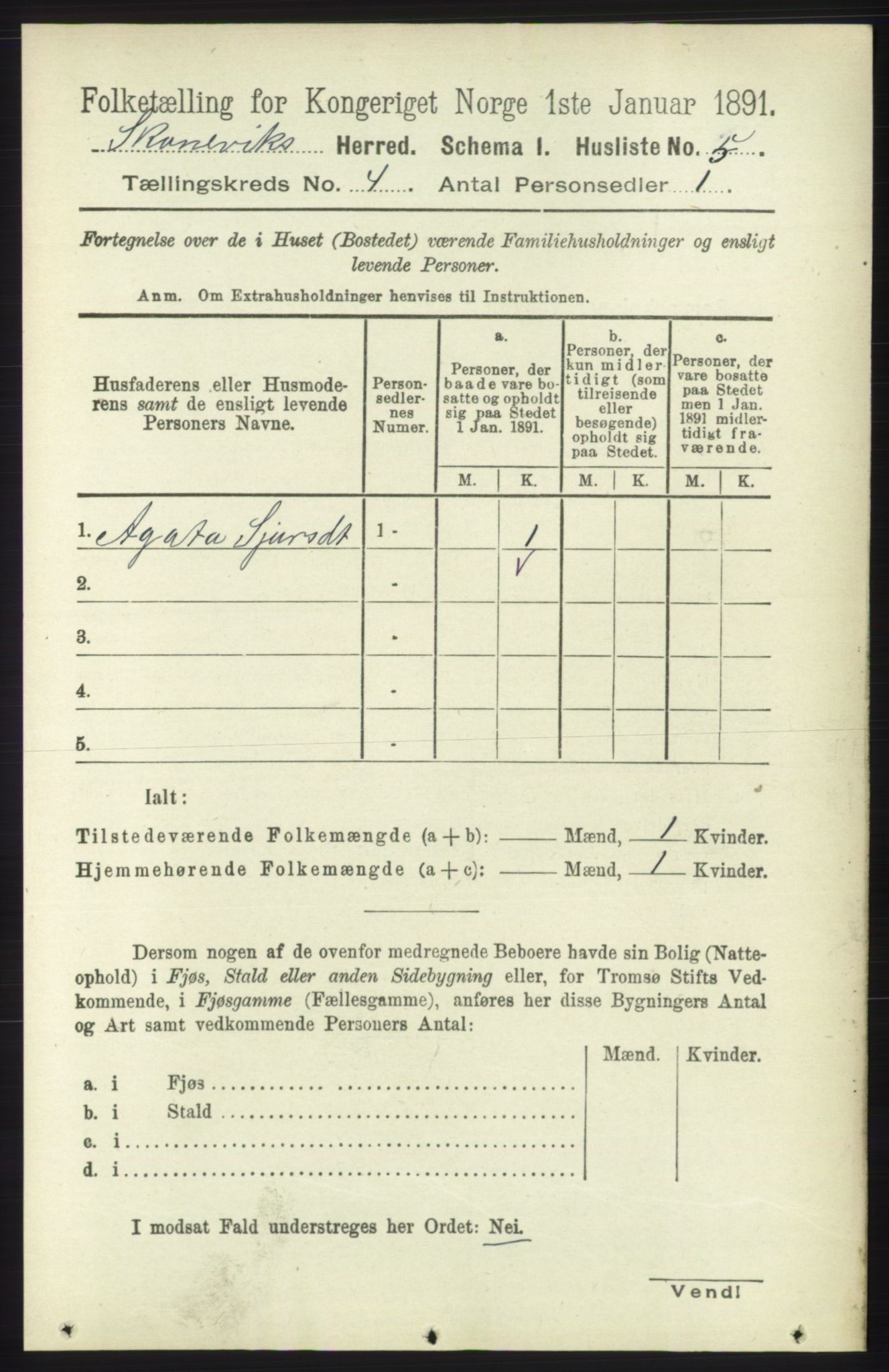 RA, Folketelling 1891 for 1212 Skånevik herred, 1891, s. 784