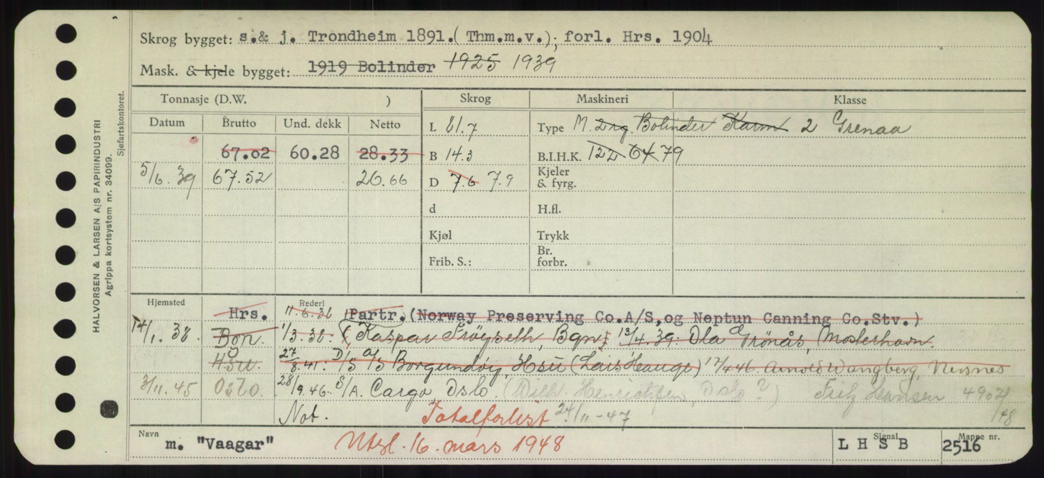 Sjøfartsdirektoratet med forløpere, Skipsmålingen, RA/S-1627/H/Hd/L0042: Fartøy, Vi-We, s. 161