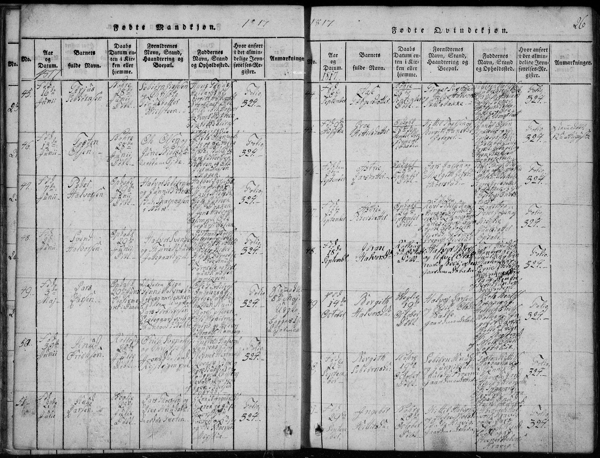 Rollag kirkebøker, AV/SAKO-A-240/G/Ga/L0001: Klokkerbok nr. I 1, 1814-1831, s. 26