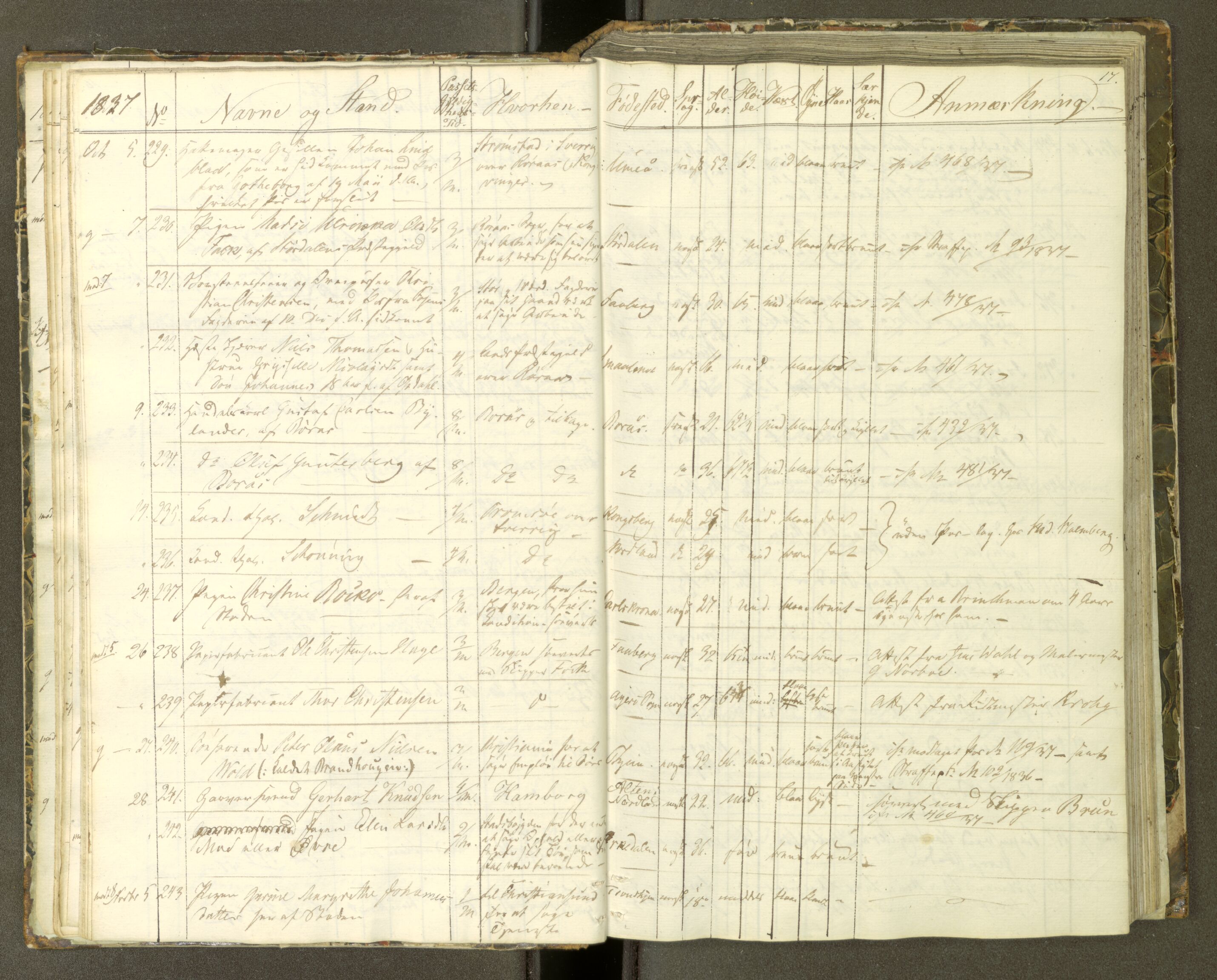 Trondheim politikammer, AV/SAT-A-1887/1/30/L0007: Passprotokoll. Første del:utstedtete pass. Andre del :innleverte/fornyede, 1837-1840, s. 16b-17a