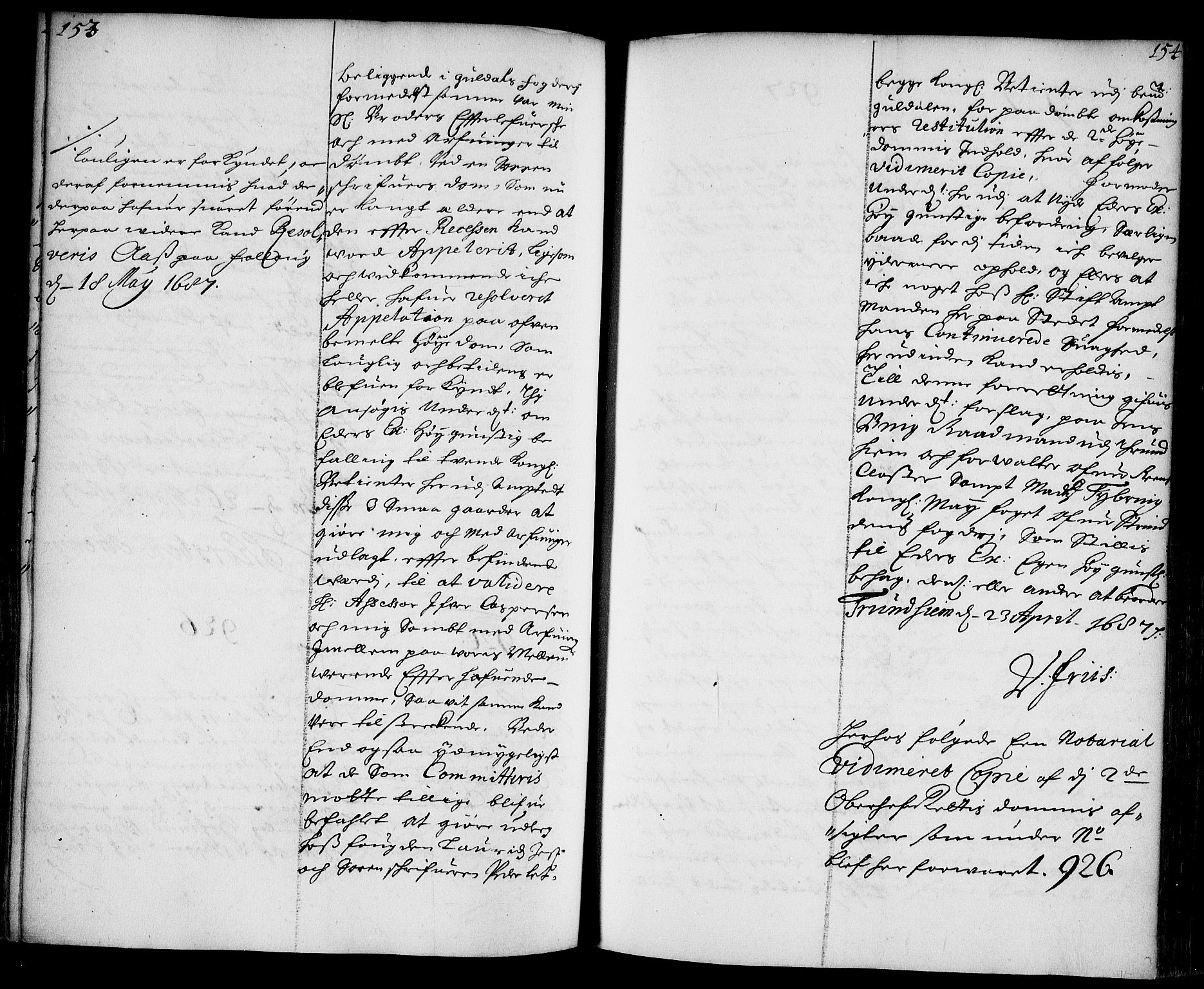 Stattholderembetet 1572-1771, AV/RA-EA-2870/Ae/L0004: Supplikasjons- og resolusjonsprotokoll, 1687, s. 153b-154a