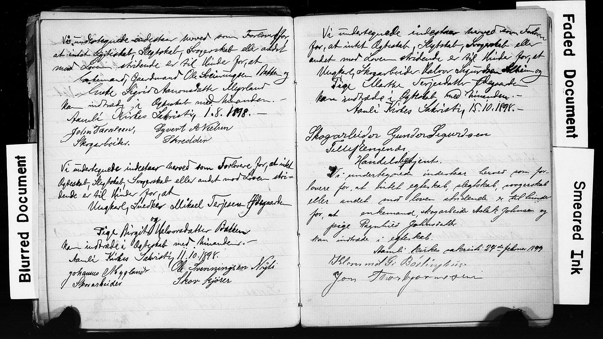 Åmli sokneprestkontor, AV/SAK-1111-0050/F/Fe/L0003: Forlovererklæringer nr. A VI 20, 1885-1905