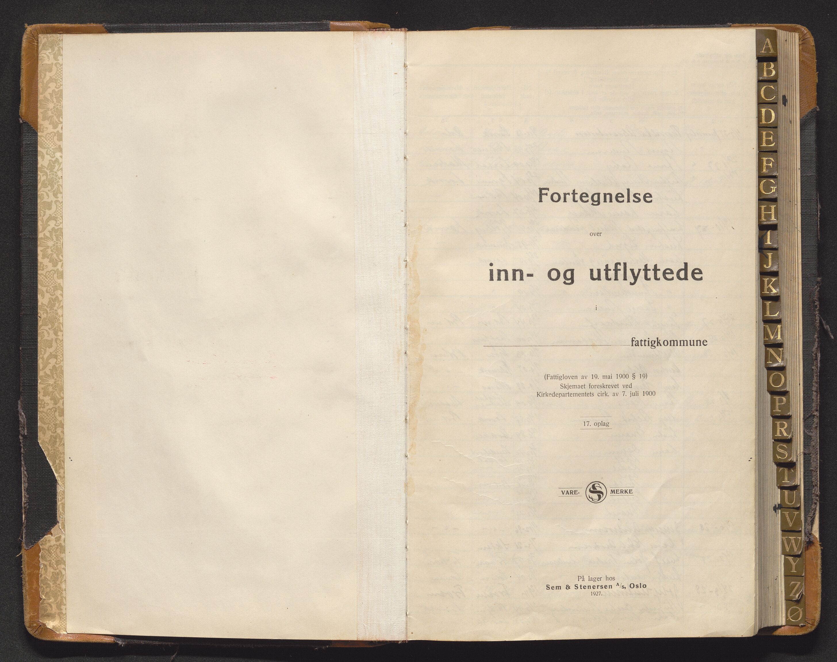 Brunlanes lensmannskontor, AV/SAKO-A-535/O/Oa/L0002: Inn- og utflyttede, 1927-1943