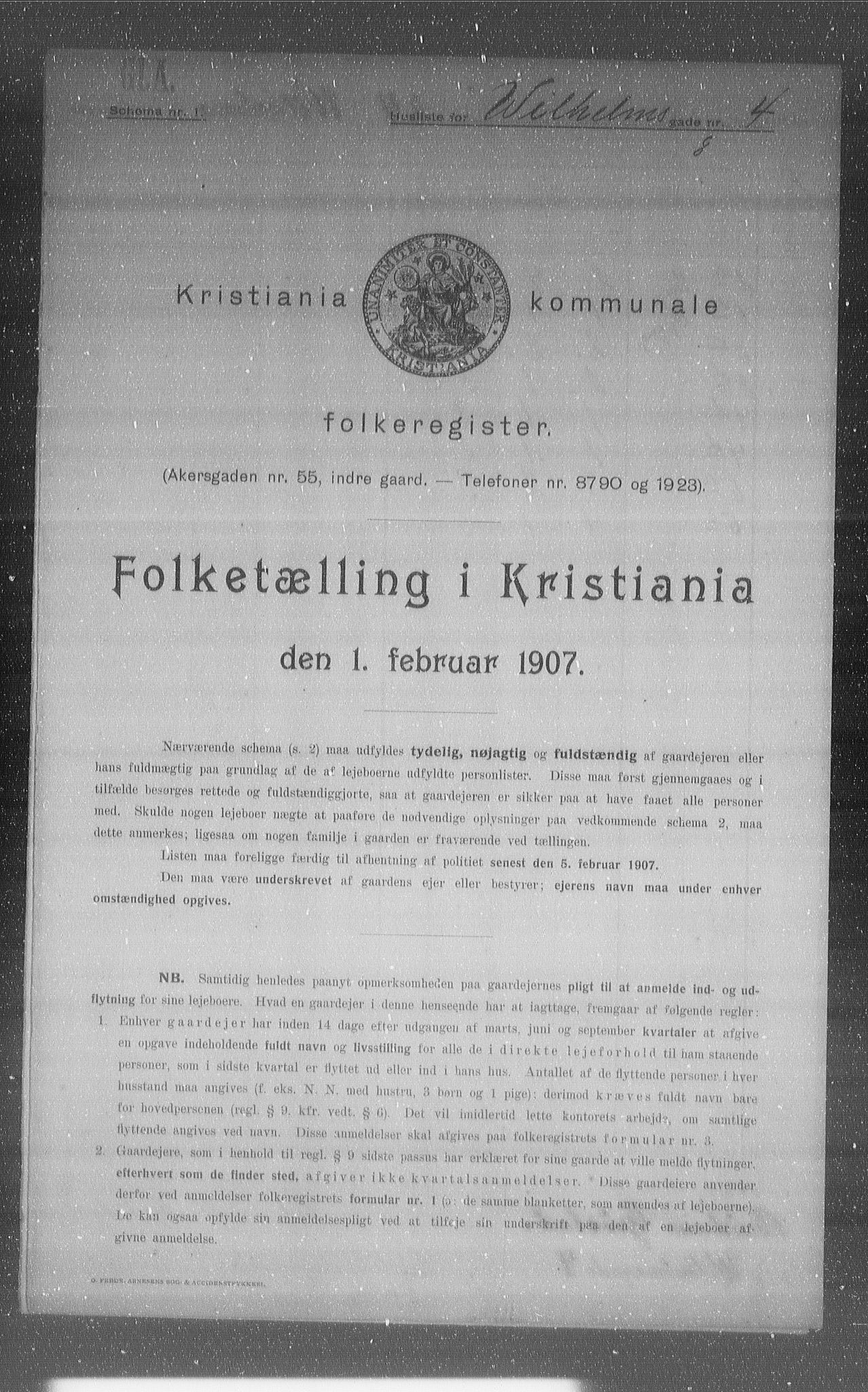 OBA, Kommunal folketelling 1.2.1907 for Kristiania kjøpstad, 1907, s. 65174