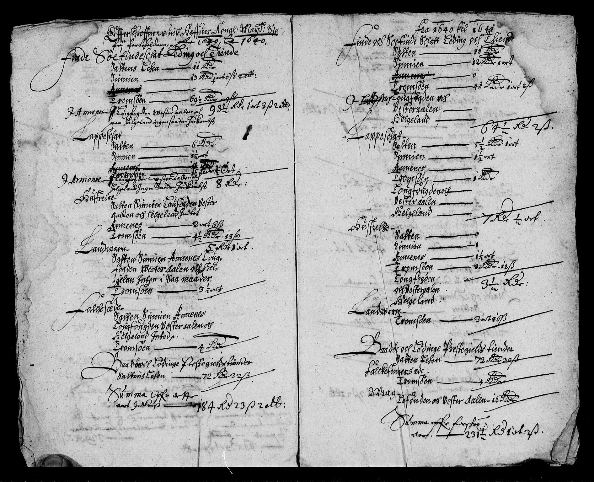 Rentekammeret inntil 1814, Reviderte regnskaper, Lensregnskaper, AV/RA-EA-5023/R/Rb/Rbz/L0028: Nordlandenes len, 1638-1646
