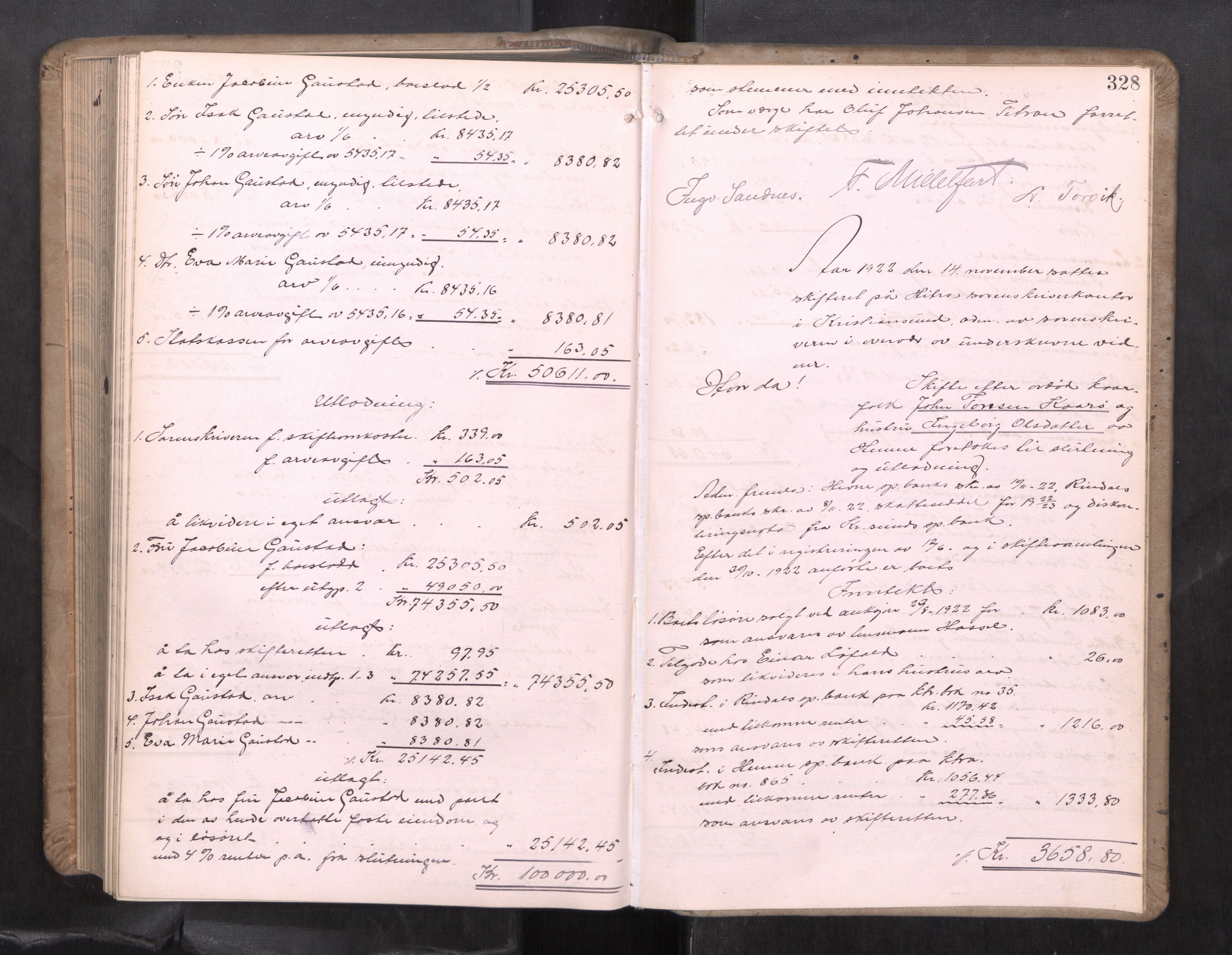 Hitra sorenskriveri, AV/SAT-A-0018/3/3A/L0001: Skifteutlodningsprotokoll, 1917-1922, s. 327b-328a