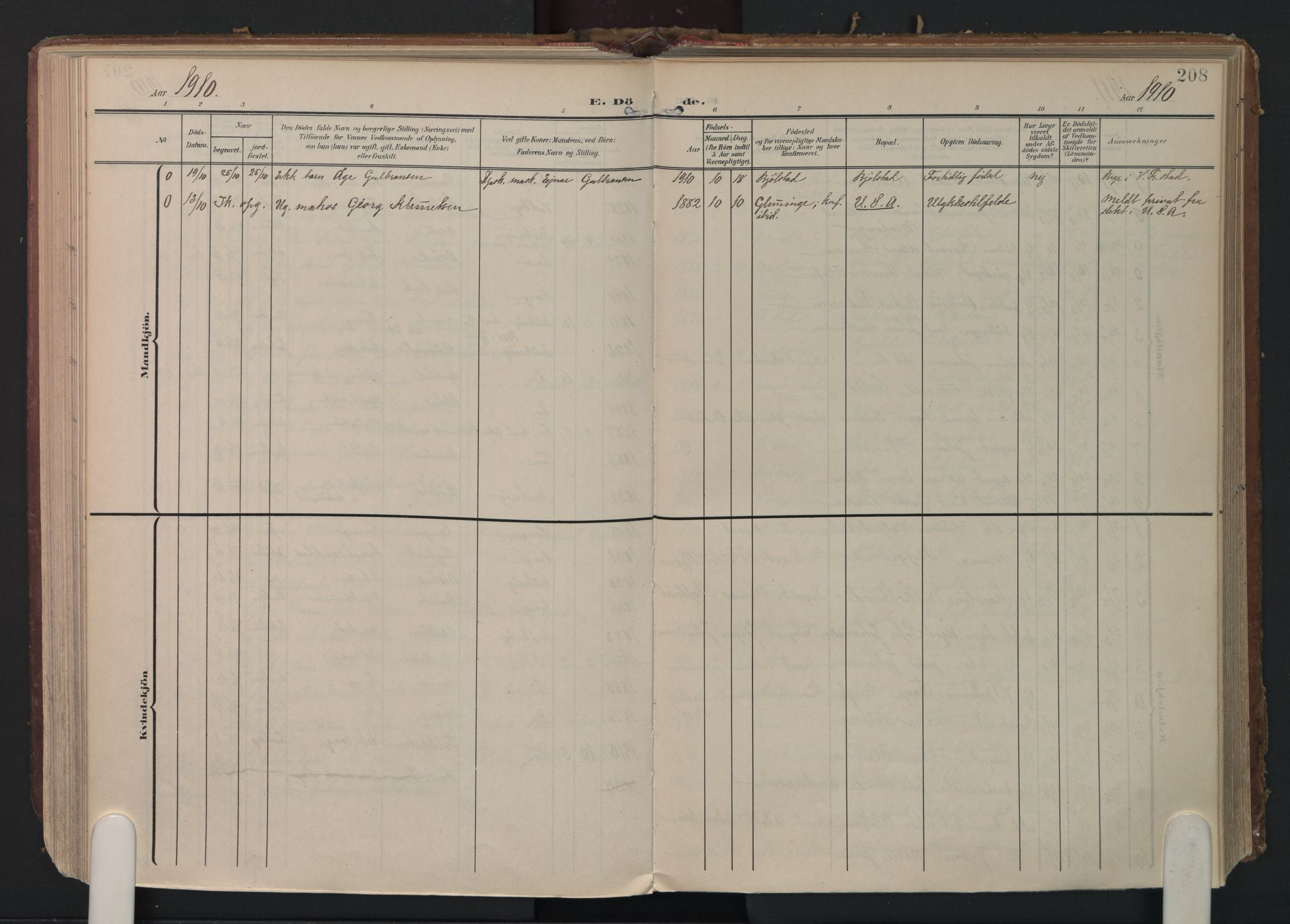 Kråkerøy prestekontor Kirkebøker, AV/SAO-A-10912/F/Fa/L0004: Ministerialbok nr. 4, 1908-1965, s. 208