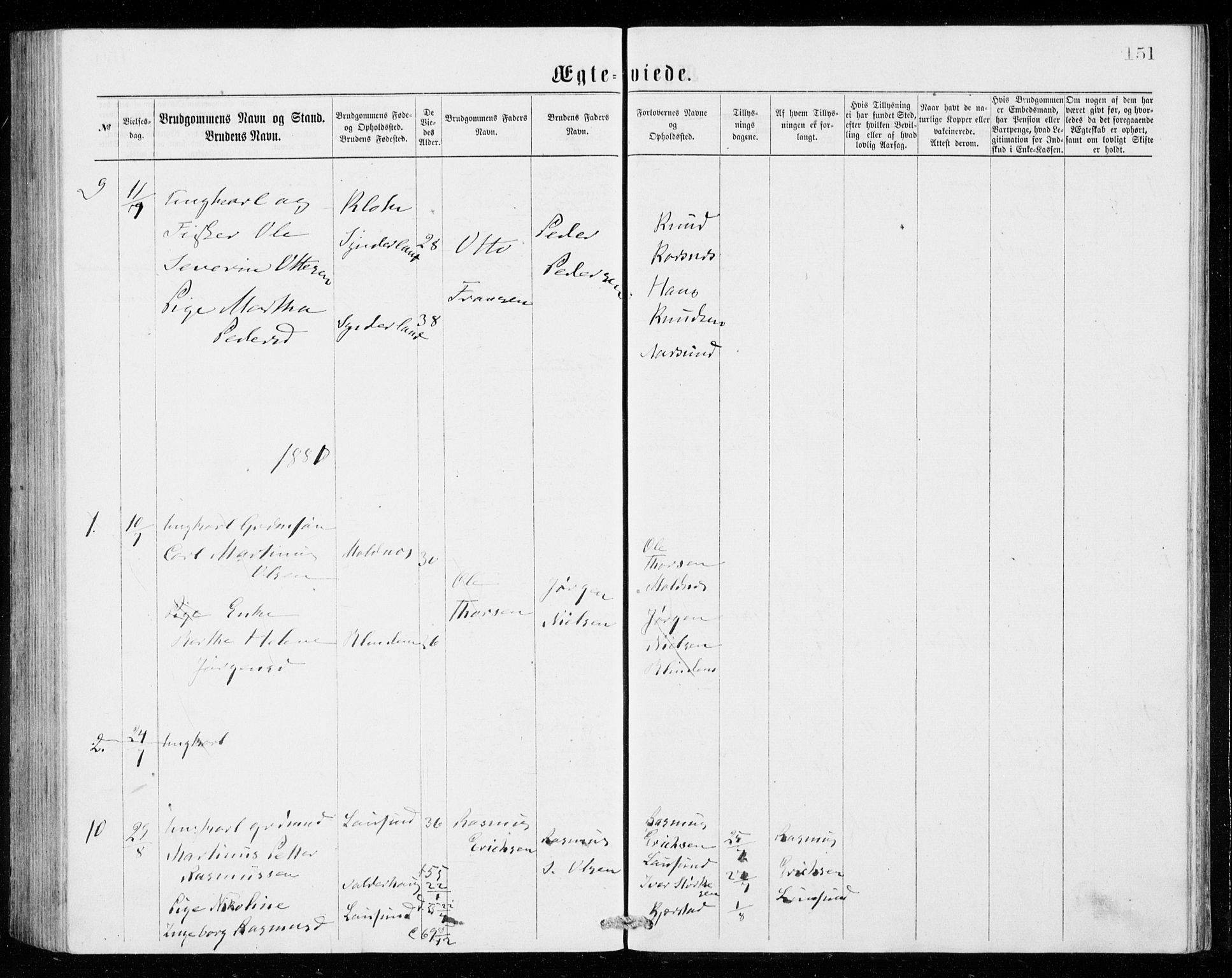 Ministerialprotokoller, klokkerbøker og fødselsregistre - Møre og Romsdal, AV/SAT-A-1454/536/L0509: Klokkerbok nr. 536C04, 1871-1881, s. 151