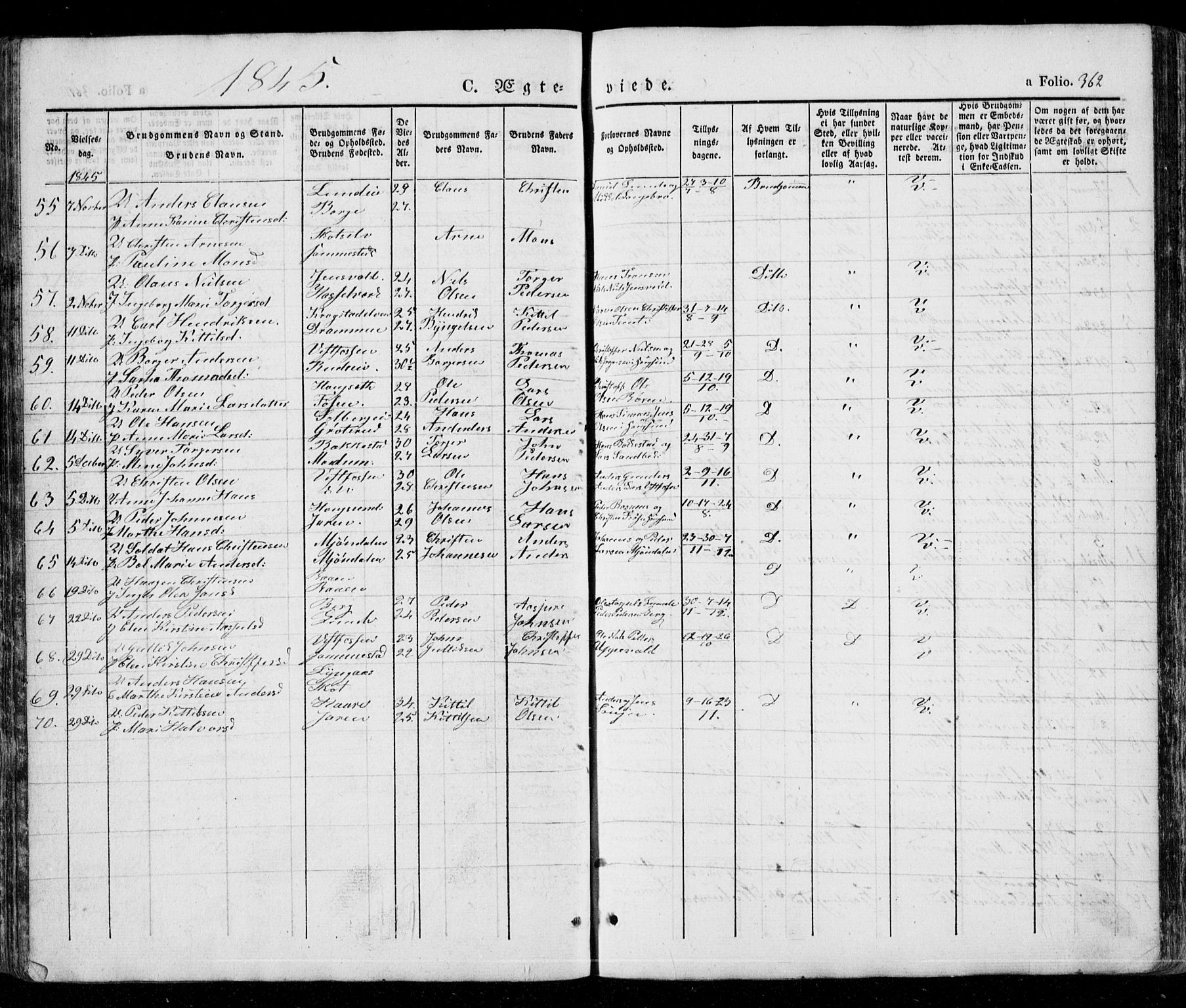 Eiker kirkebøker, AV/SAKO-A-4/G/Ga/L0002: Klokkerbok nr. I 2, 1832-1856, s. 362