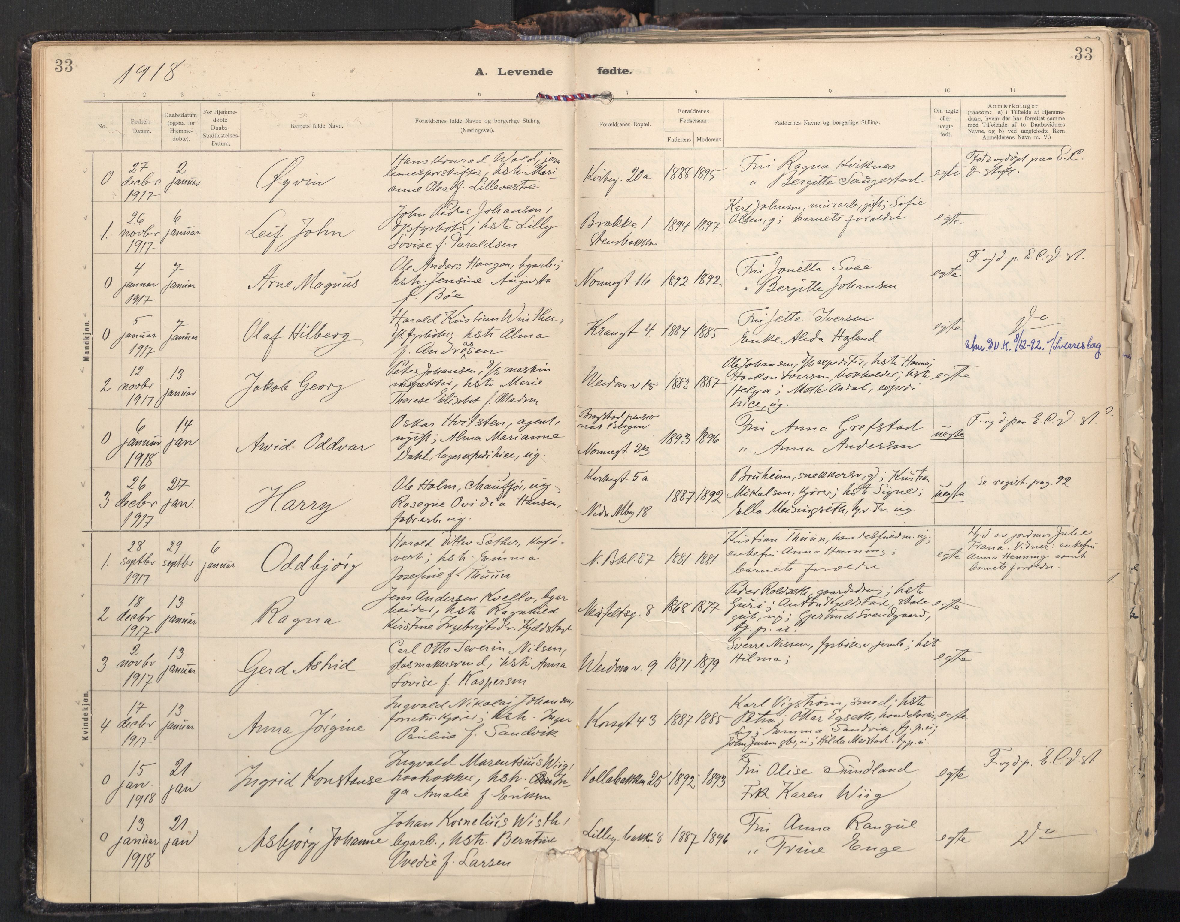 Ministerialprotokoller, klokkerbøker og fødselsregistre - Sør-Trøndelag, AV/SAT-A-1456/604/L0205: Ministerialbok nr. 604A25, 1917-1932, s. 33