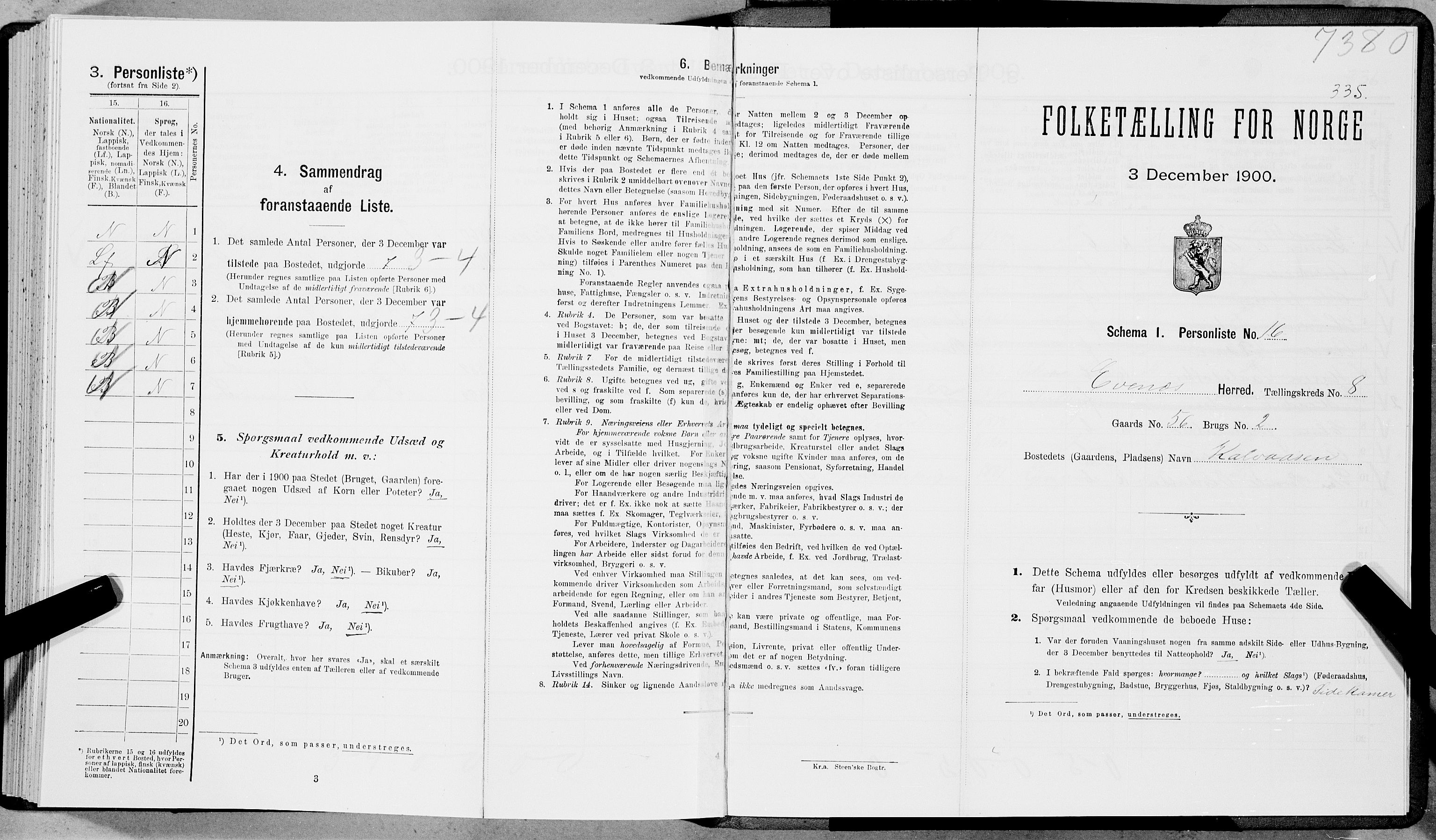 SAT, Folketelling 1900 for 1853 Evenes herred, 1900, s. 681