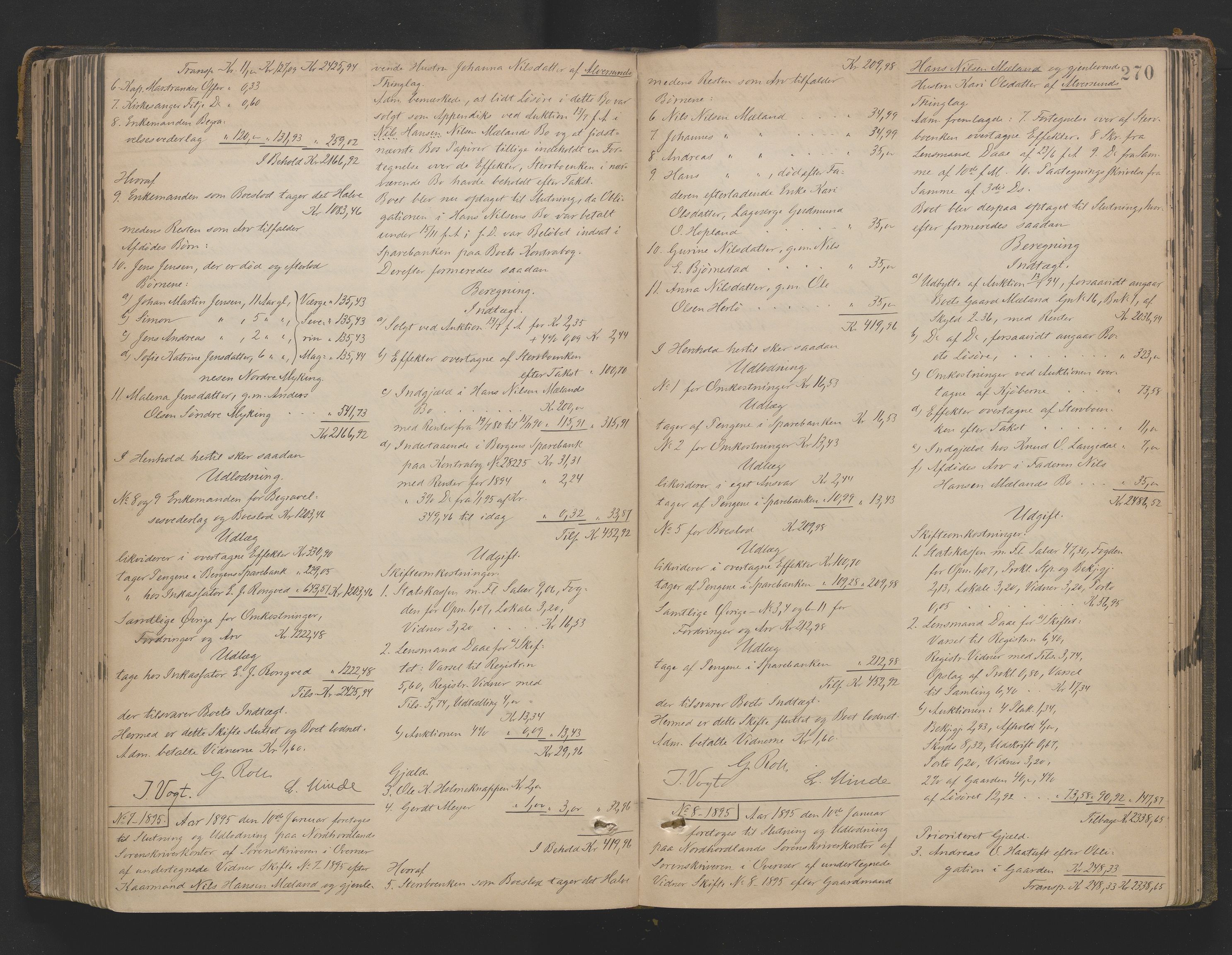 Nordhordland sorenskrivar, AV/SAB-A-2901/1/H/Hd/Hda/L0011: Skifteutlodningsprotokollar, 1889-1897, s. 270