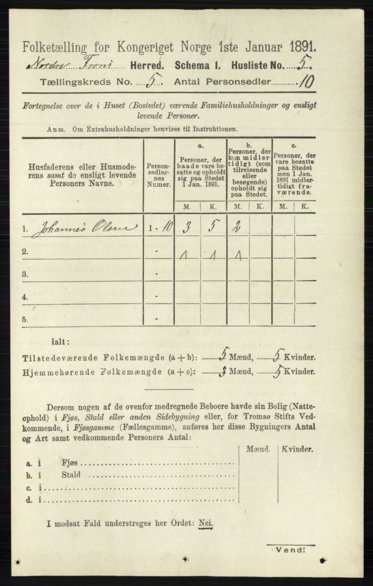 RA, Folketelling 1891 for 0518 Nord-Fron herred, 1891, s. 1926