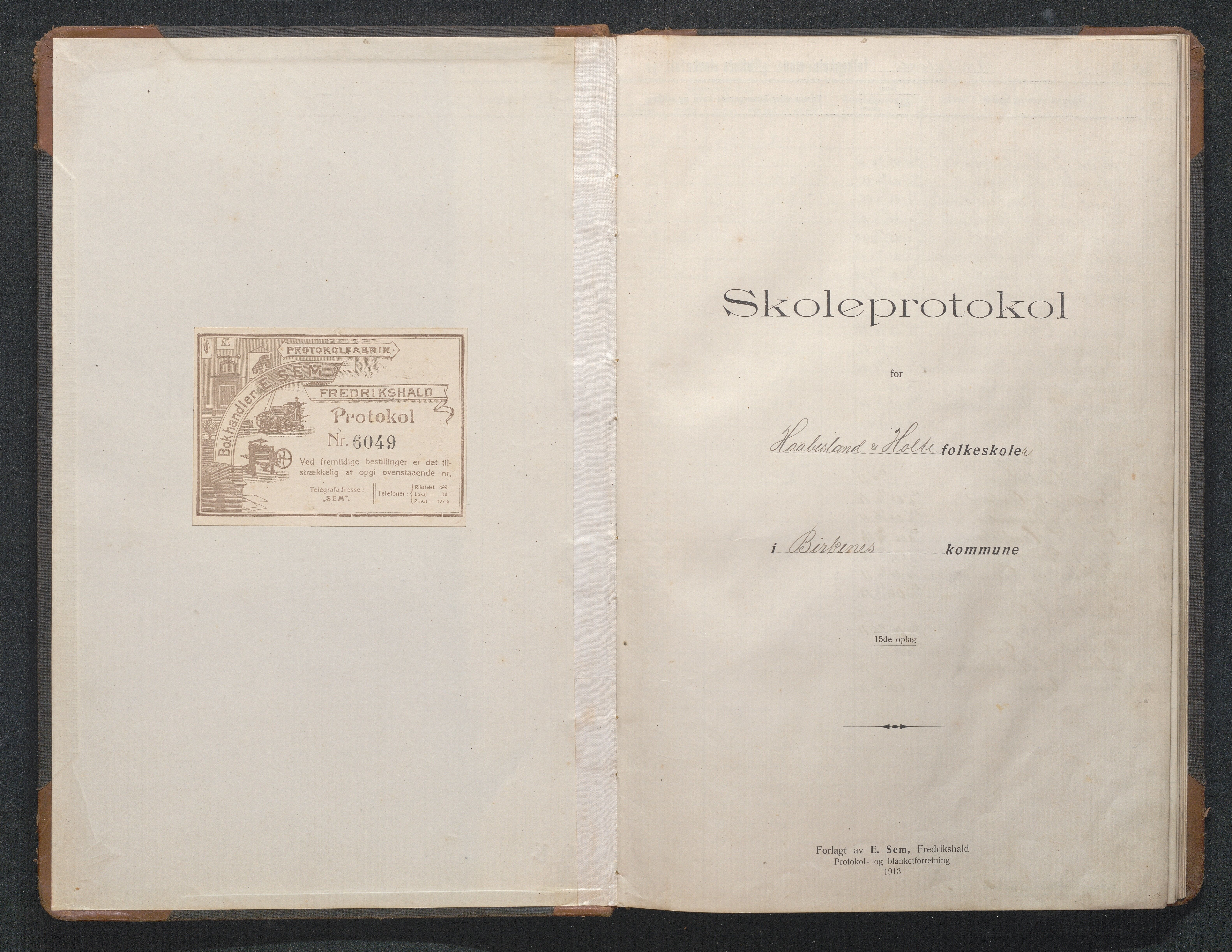 Birkenes kommune, Håbesland, Holte og Rislå skolekretser frem til 1991, AAKS/KA0928-550c_91/F02/L0003: Skoleprotokoll Håbesland og Holte, 1913-1955