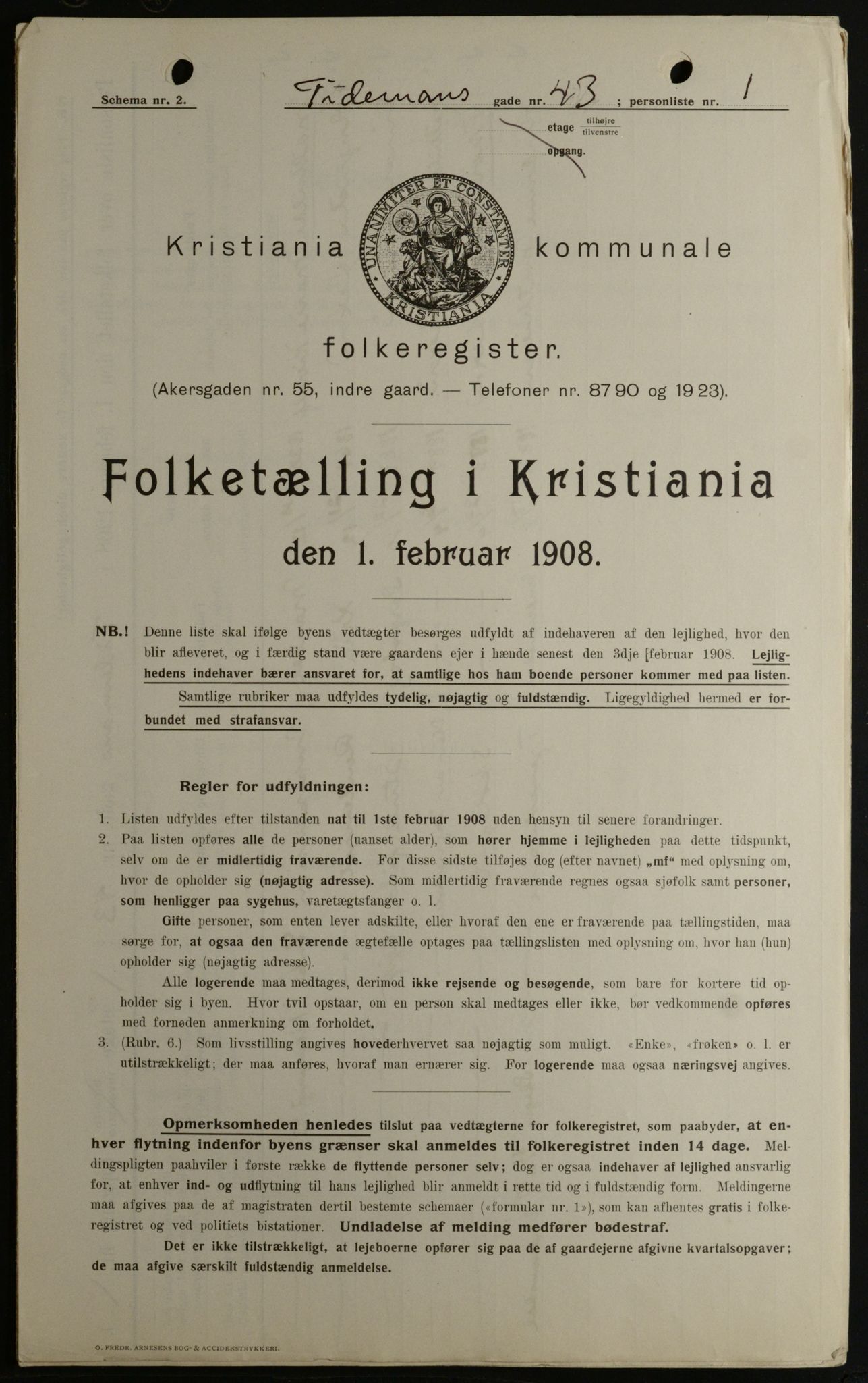 OBA, Kommunal folketelling 1.2.1908 for Kristiania kjøpstad, 1908, s. 100243