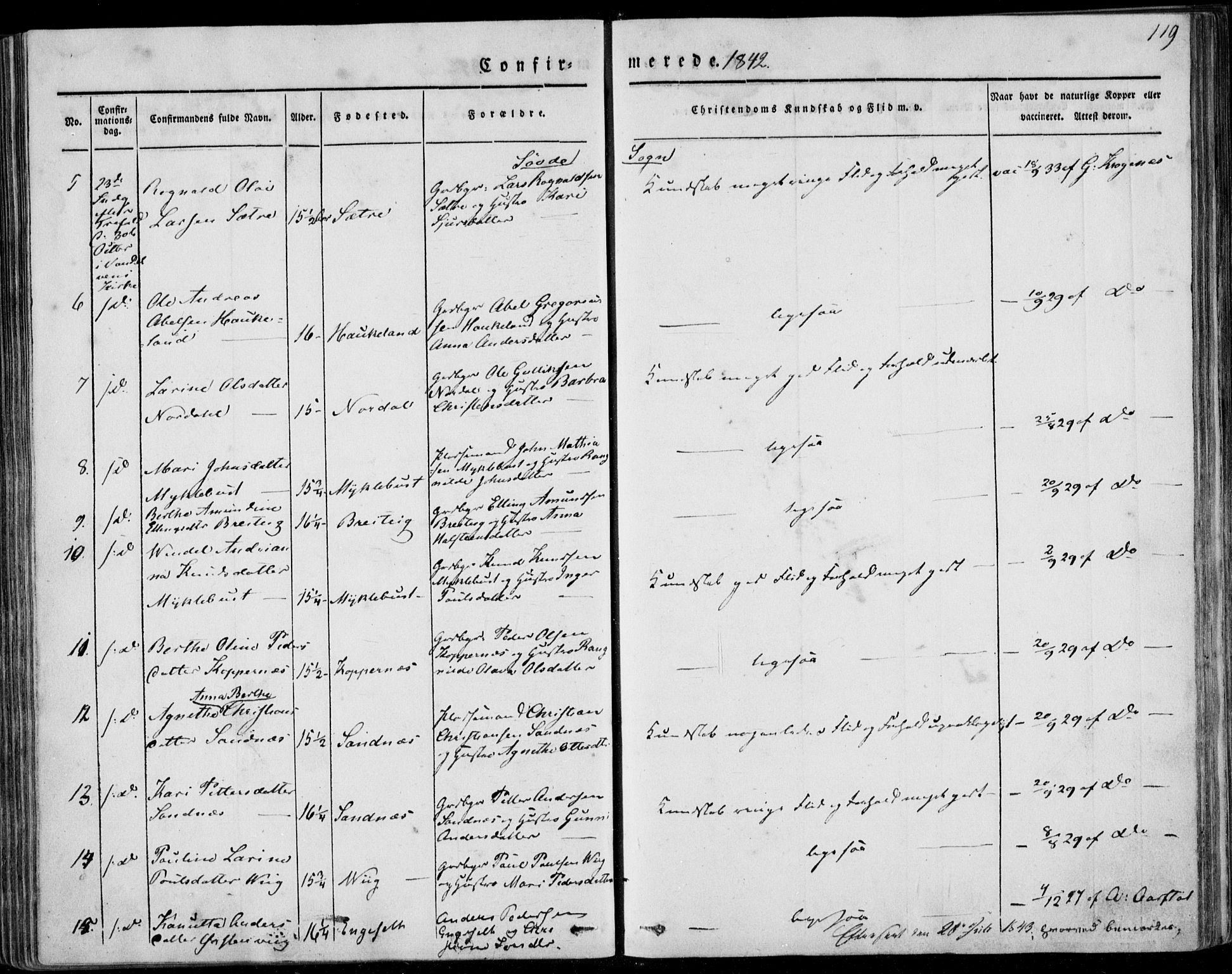 Ministerialprotokoller, klokkerbøker og fødselsregistre - Møre og Romsdal, AV/SAT-A-1454/501/L0005: Ministerialbok nr. 501A05, 1831-1844, s. 119