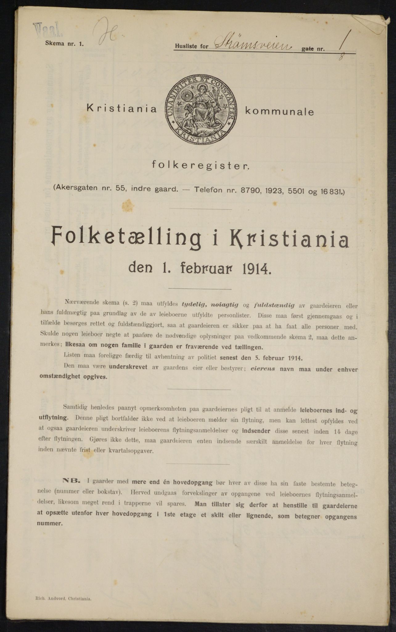 OBA, Kommunal folketelling 1.2.1914 for Kristiania, 1914, s. 104634