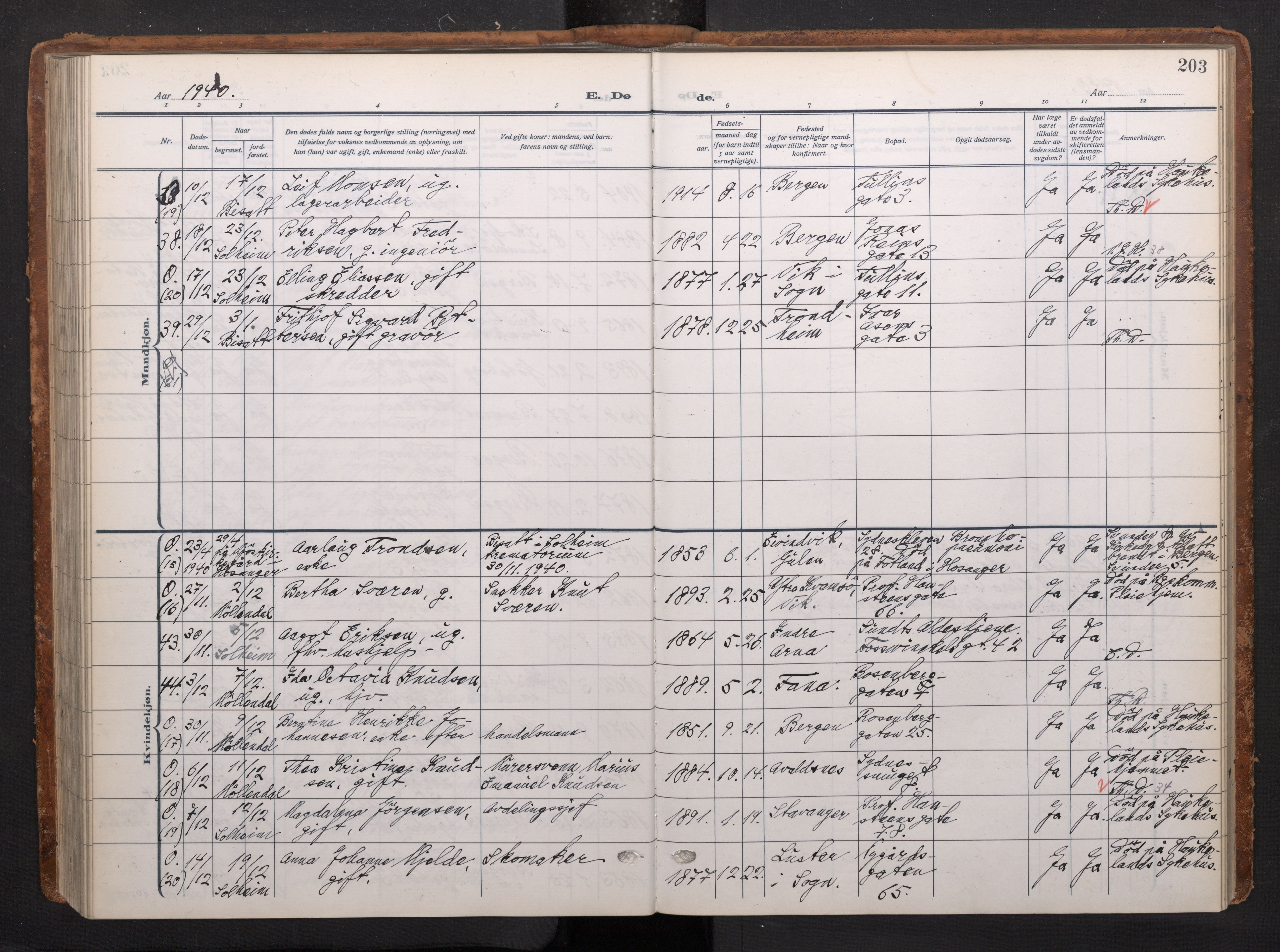 Johanneskirken sokneprestembete, AV/SAB-A-76001/H/Haa/L0020: Ministerialbok nr. E 2, 1916-1951, s. 203