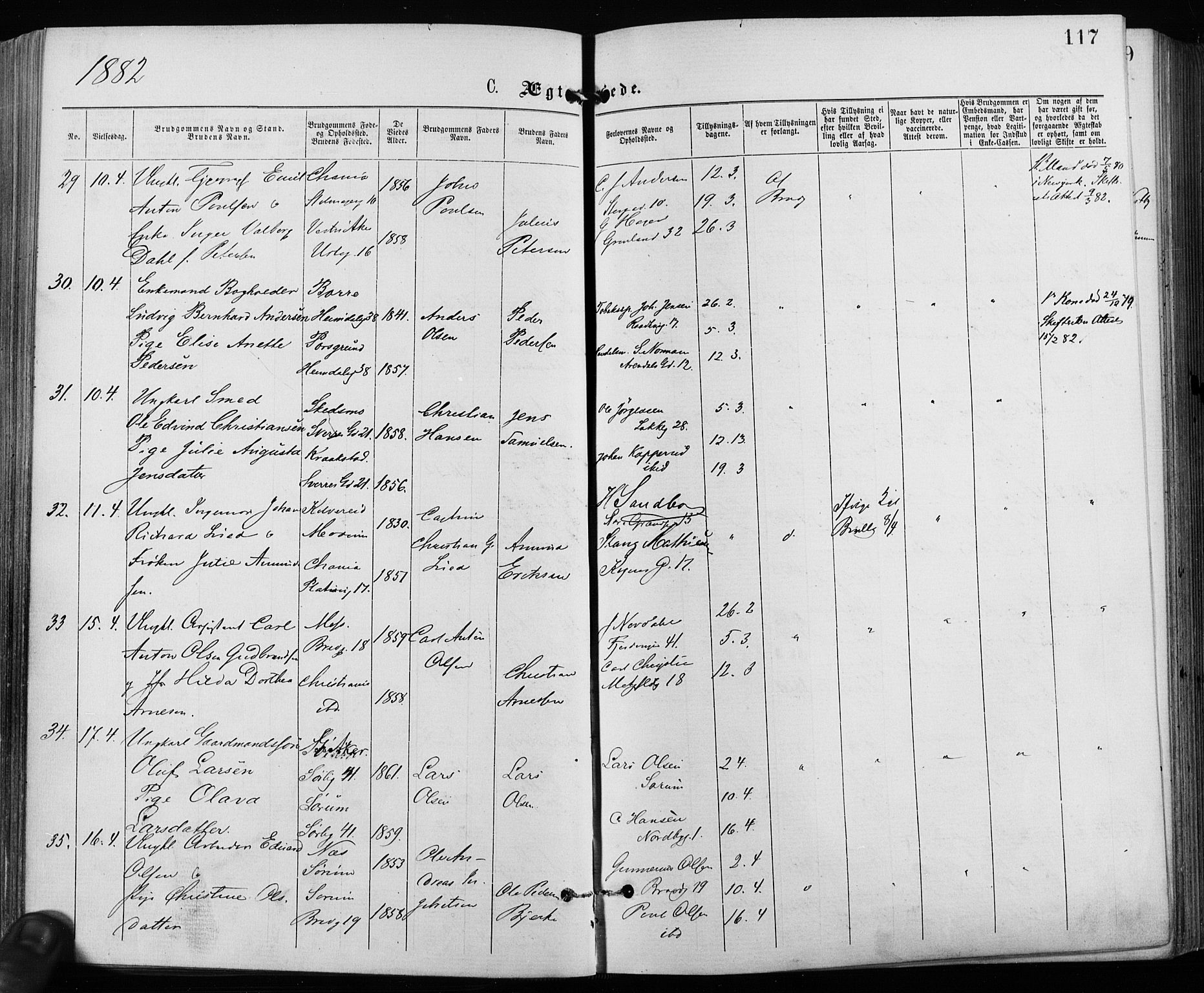 Grønland prestekontor Kirkebøker, AV/SAO-A-10848/F/Fa/L0006: Ministerialbok nr. 6, 1877-1886, s. 117