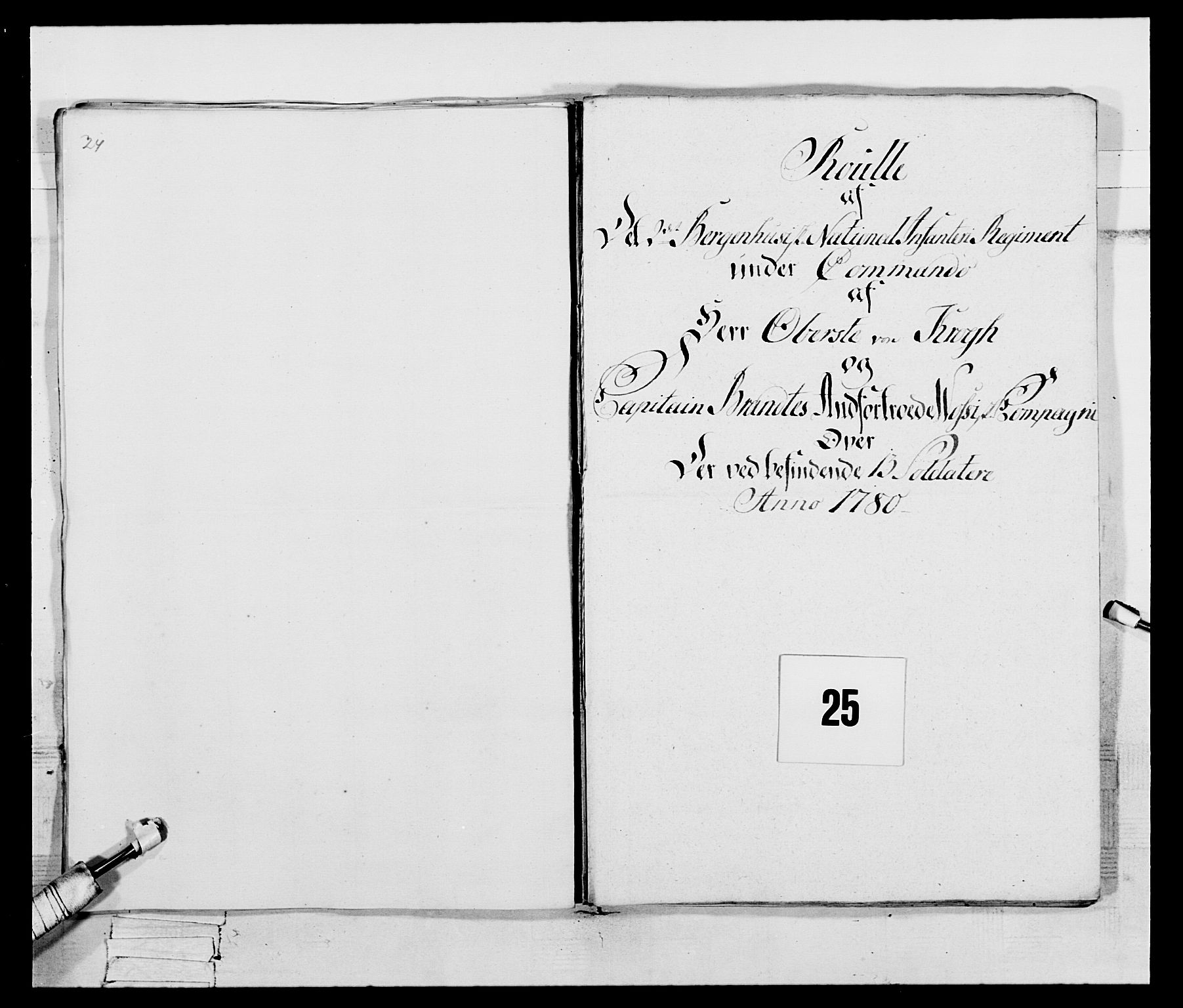 Generalitets- og kommissariatskollegiet, Det kongelige norske kommissariatskollegium, RA/EA-5420/E/Eh/L0095: 2. Bergenhusiske nasjonale infanteriregiment, 1780-1787, s. 339